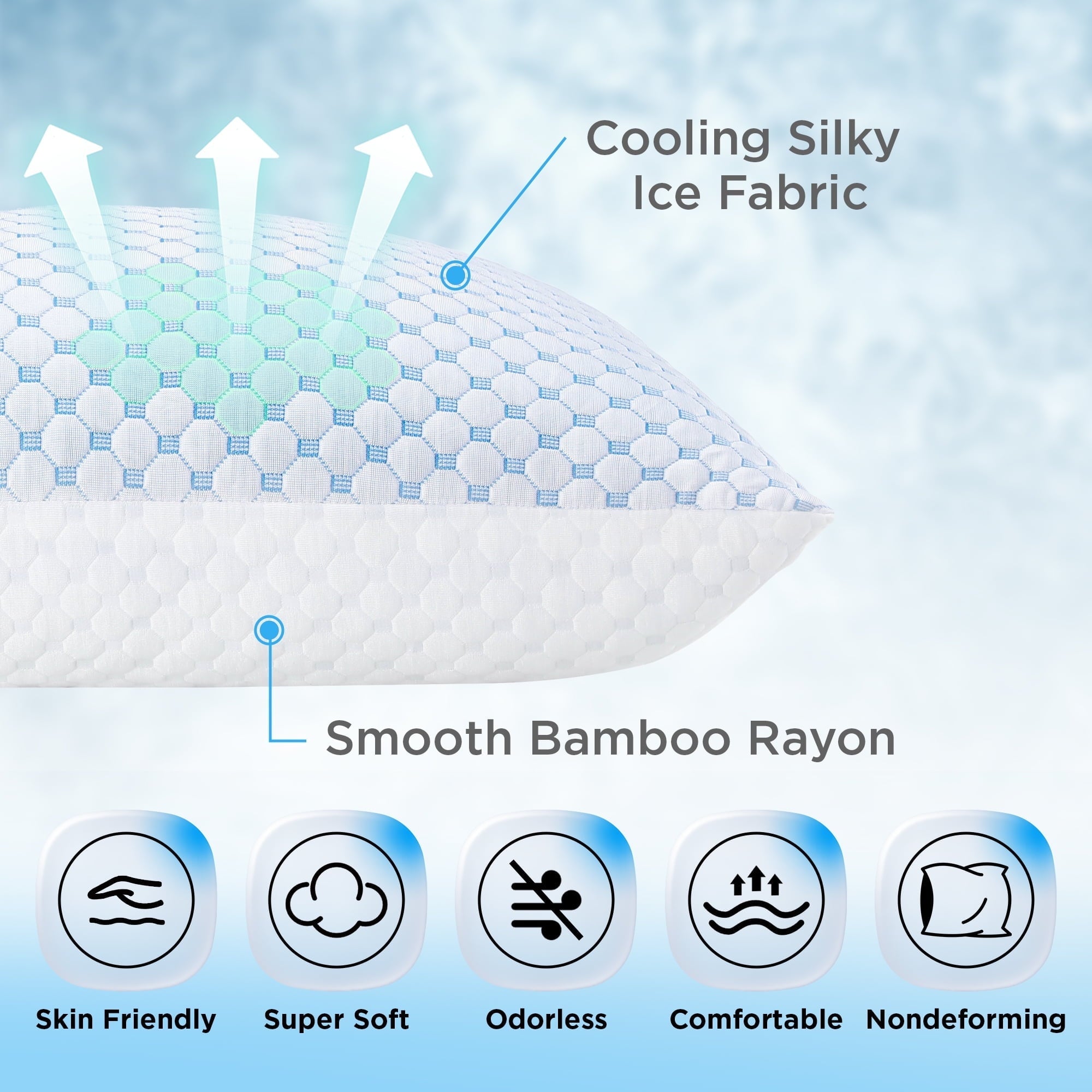 Orthopedic Support 2 Pack Cooling Pillow for Sleeping, Memory Foam Pillows Cool Bed Pillows Hotel Reversible Pillow with Washable Remova... - Orthopedic Shredded Foam Bed Pillow Set Detail