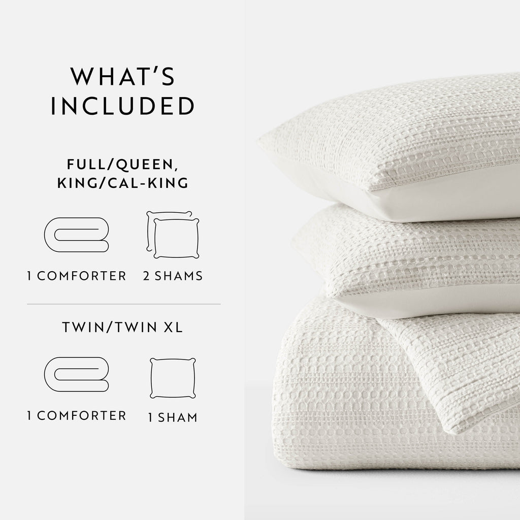 Fluffy Down Alternative Textured Waffle Comforter Set ins Natural Waffle Comforter Bedding Sets, King/Cal King Size Bedding - All-Season Down Alternative Comforter Insert Detail