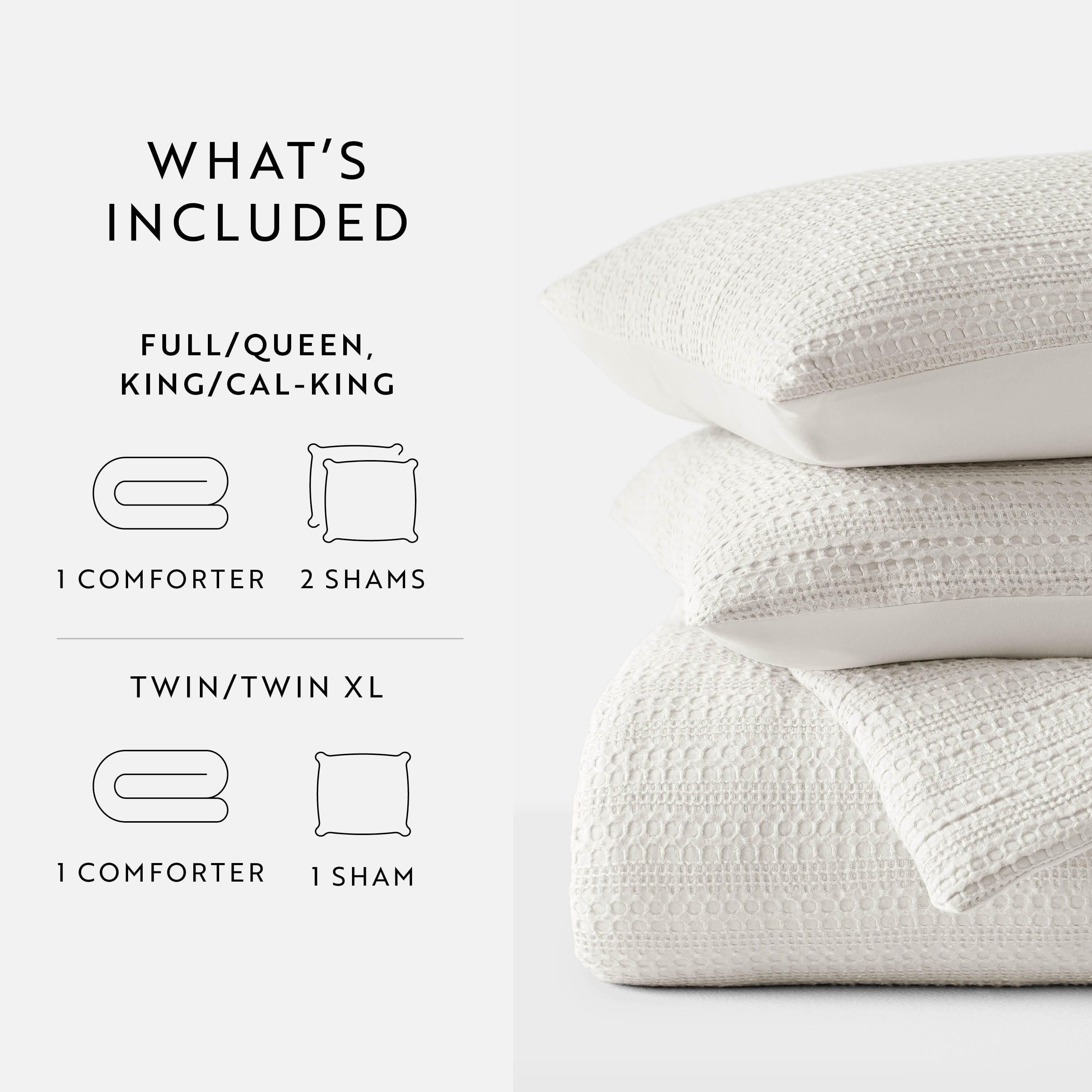 Fluffy Down Alternative Textured Waffle Comforter Set ins Natural Waffle Comforter Bedding Sets, King/Cal King Size Bedding - All-Season Down Alternative Comforter Insert Detail