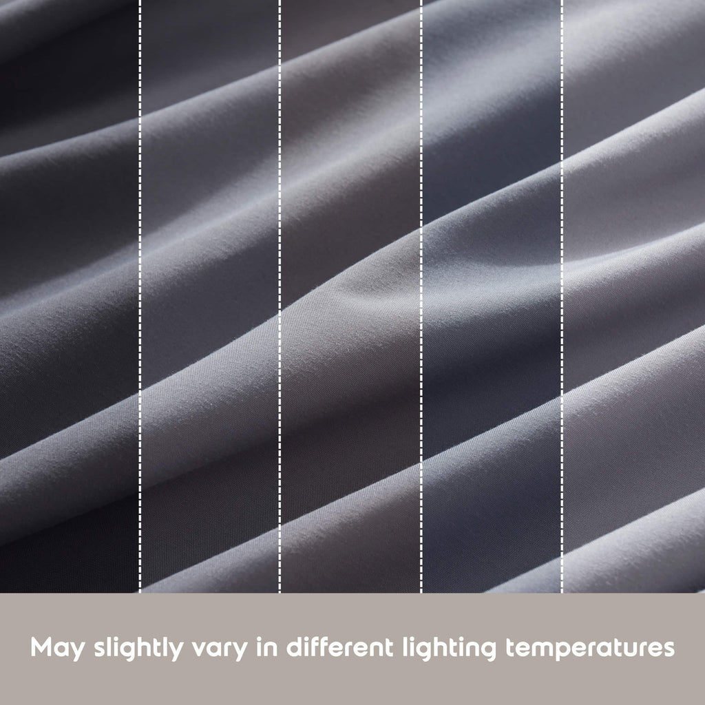Premium Egyptian Cotton Full Size Sheets Set, 1800 Series Bed Sheets Full 4 Piece, Luxury Soft Microfiber Full Sheet Sets, Gray - Breathable Egyptian Cotton Flat & Fitted Sheets Detail