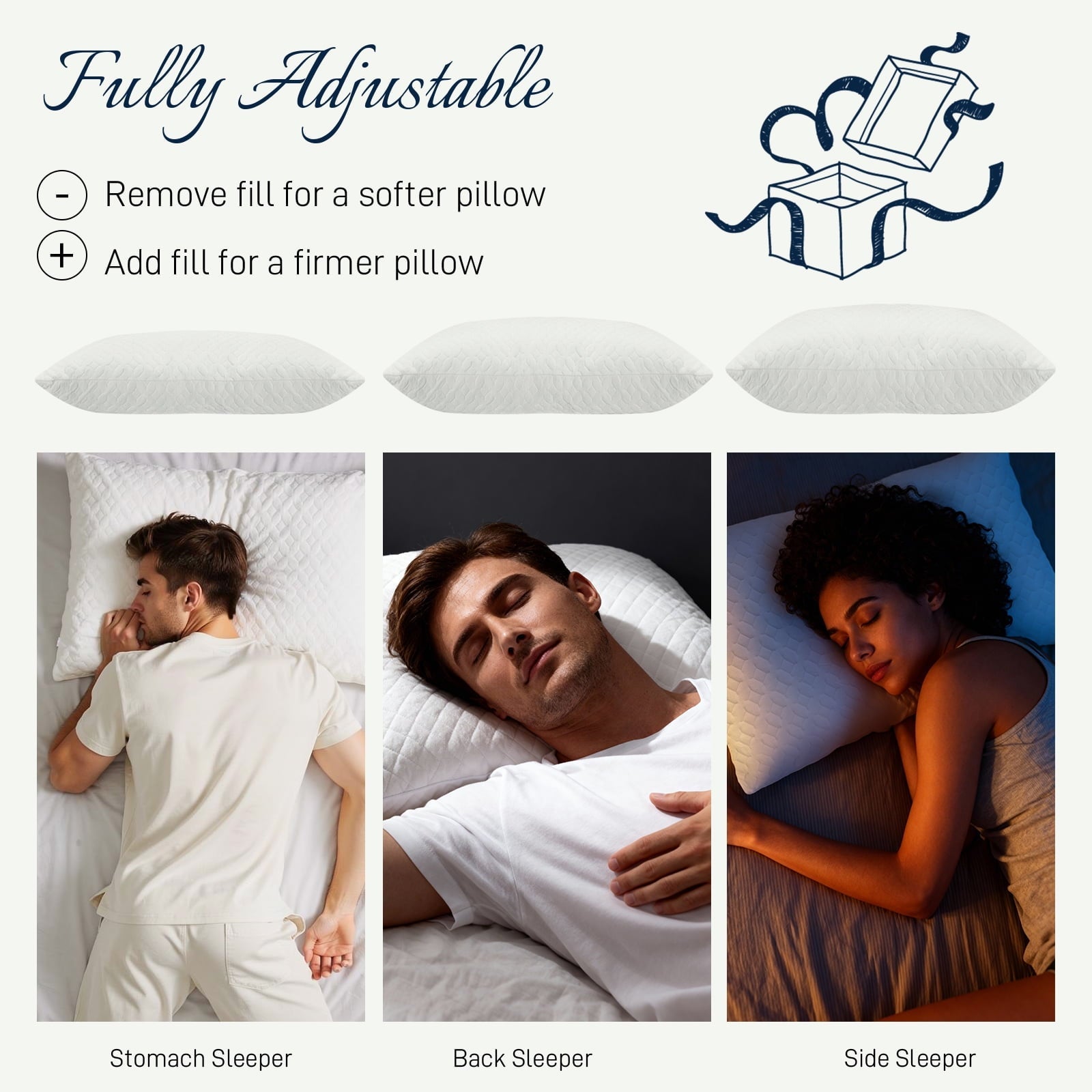 Orthopedic Support Bed Pillows Cross Cut Memory Foam For Sleeping,Queen Size Bedding Pillow(White), Original Pillow for Sleeping，Adjusta... - Decorative Throw Pillow Cushion for Sofa & Bed Detail