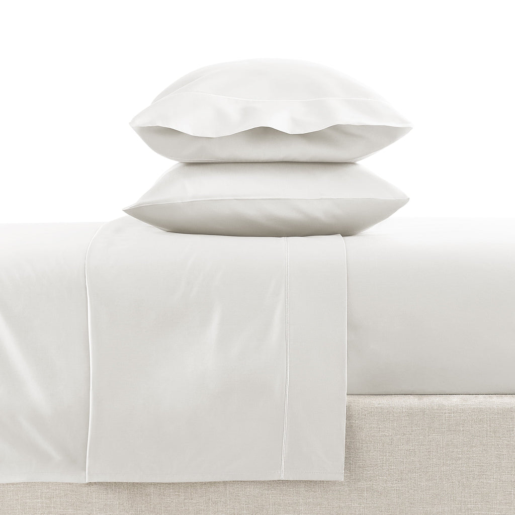 Ultra-Soft 4-Piece 600 Thread Count White Egyptian Cotton Adult Bed Sheet Set, King - Deep Pocket - Cooling Hotel Quality Bedding Sheets and Pillowcases Detail