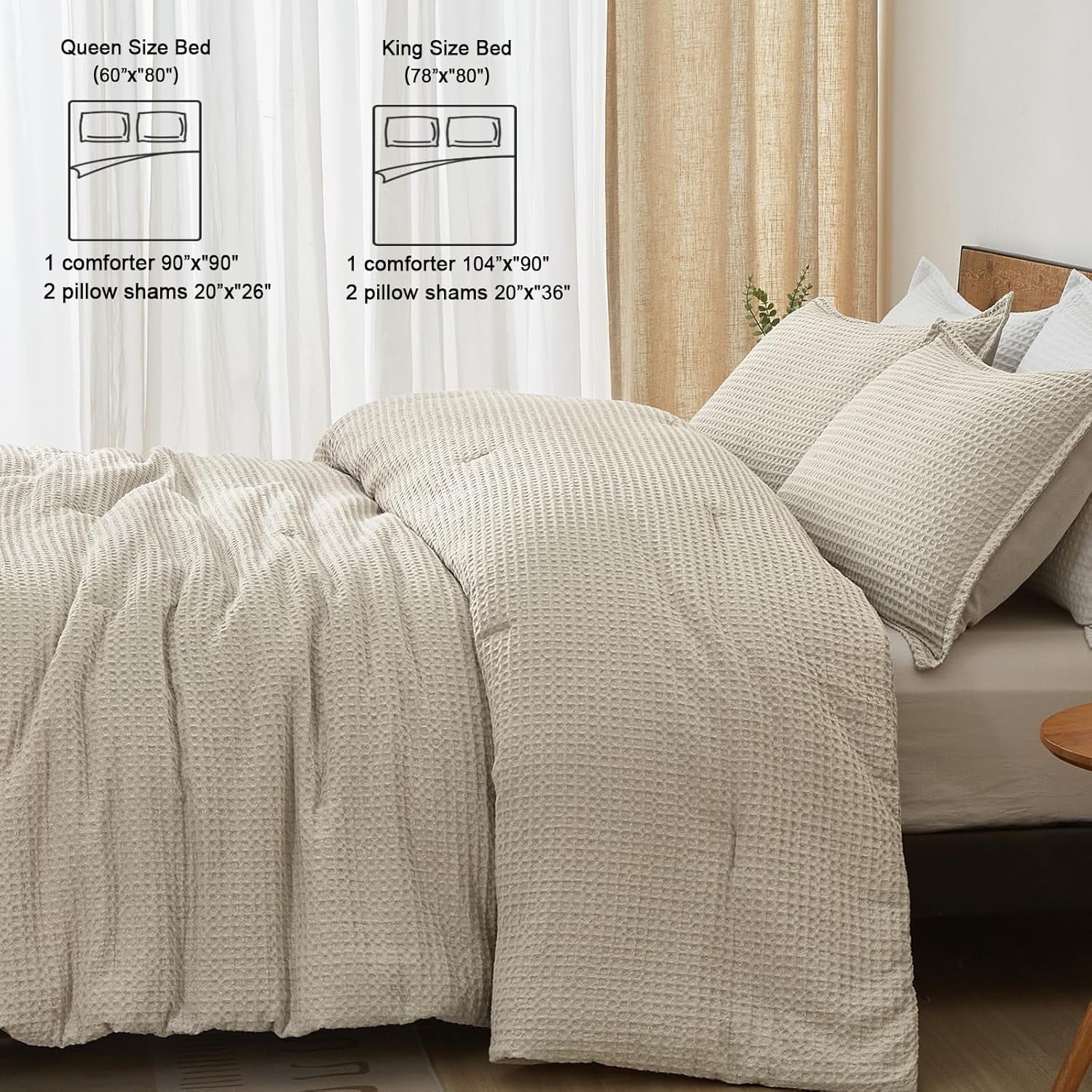Luxurious Quilted 3-Piece Waffle Weave Comforter Set Queen Size, Lightweight Comfy Bedding Set for All Season, Ultra Soft Textured 1 Co... - Cloud-Like Soft Lightweight Bed Comforter Detail