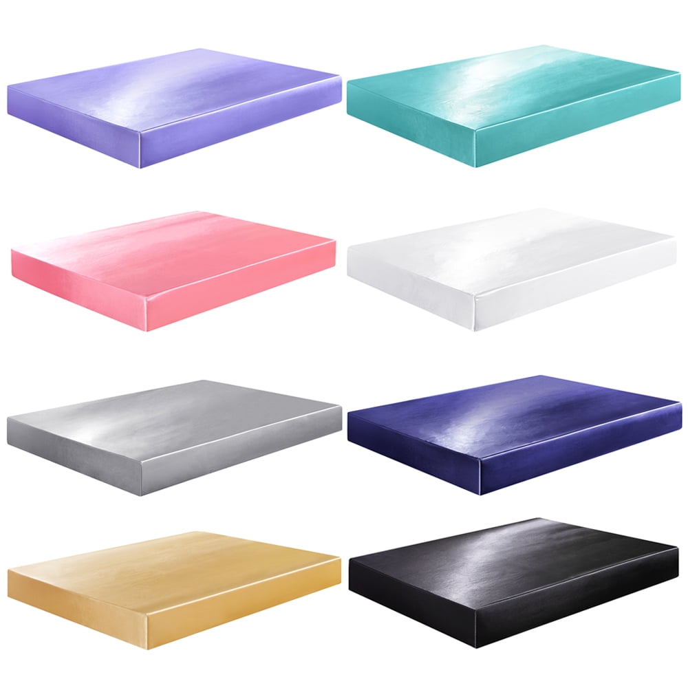 Cooling Sateen Fitted Sheet Deep Pocket Bed Sheet Satin Silk Sheets Ultra Soft Machine Washable Twin, Navy Blue - Premium Ultra-Soft Pillowcase Pair for Sleeping Detail