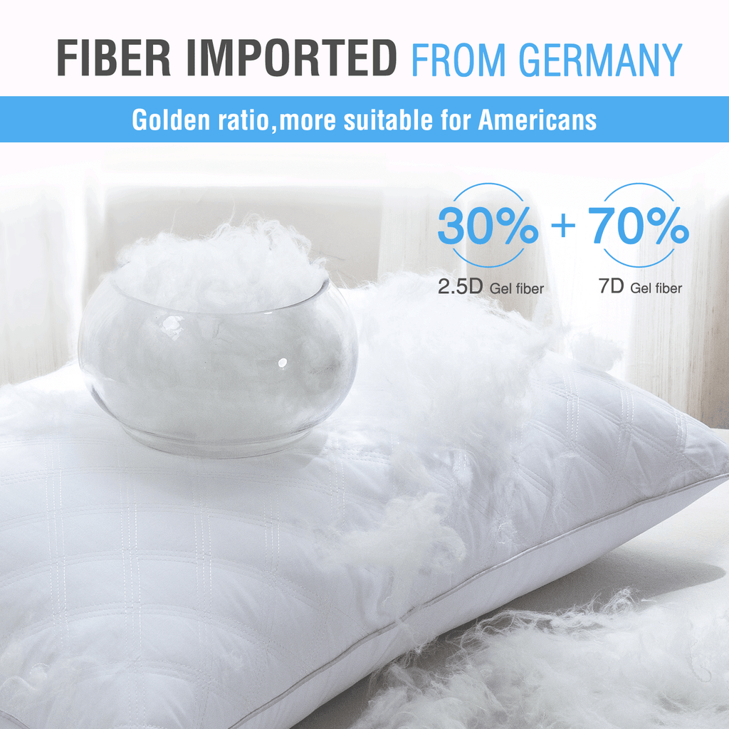 Orthopedic Support Bed Pillows Queen Size Set of 2 Pillows for Bed 2 Pack Cooling Hotel Collection Down Alternative Pillows 20 x 30 inches - Ergonomic Memory Foam Pillow for Neck Pain Support Detail