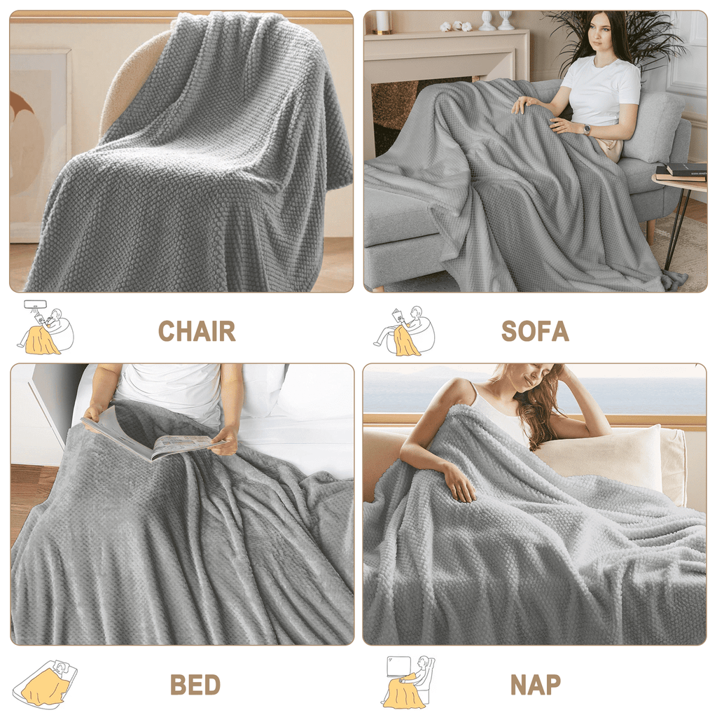 Lightweight Warm Soft Jacquard for Couch, Waffle Weave Fuzzy s for Home Decor, Lightweight and Warm Bed s for Bed Sofa Office Travel - Luxury Knitted Decorative Throw Blanket with Fringes Detail