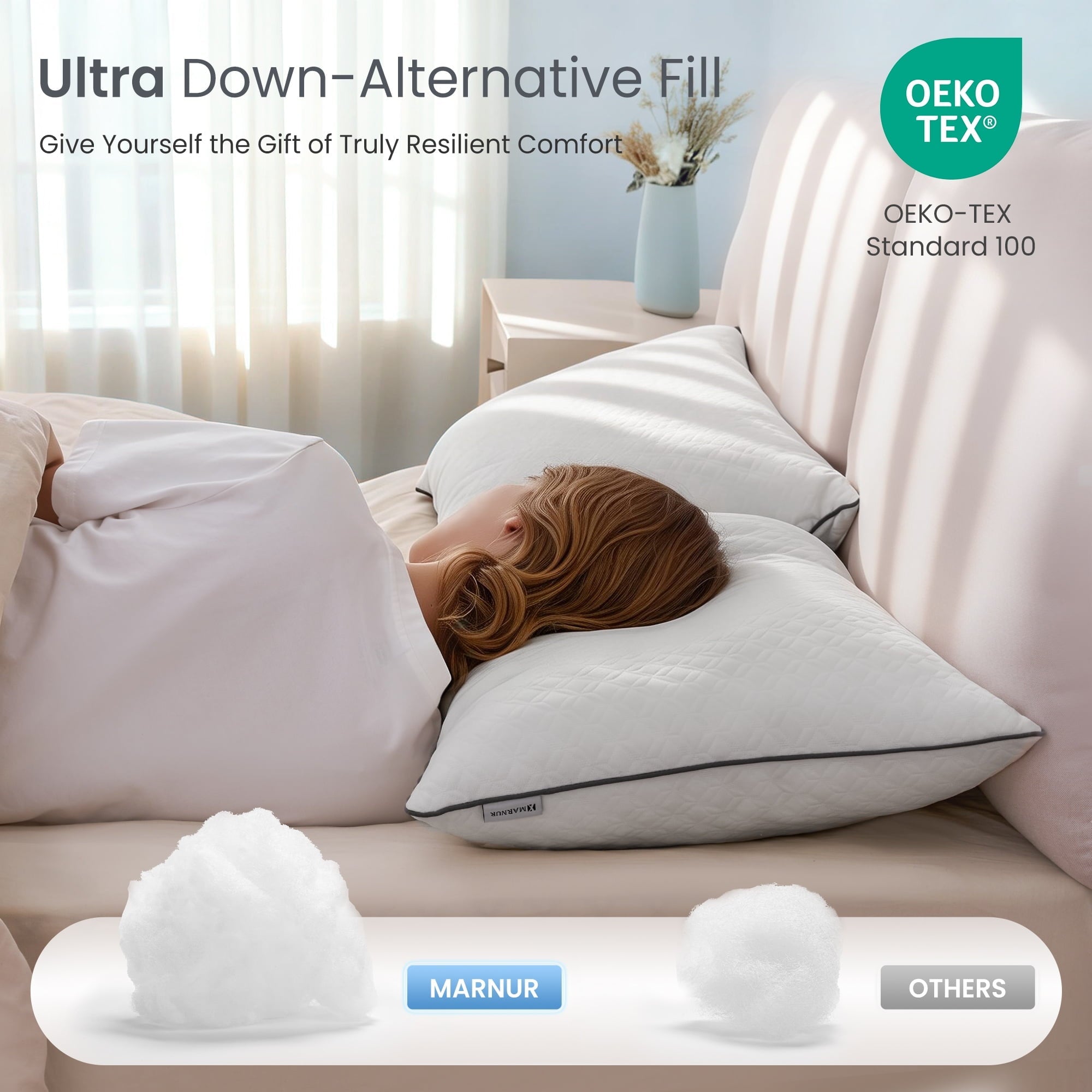 Hotel Collection Bed Pillows Hotel Collection Luxury Down Alternative Pillow for Beds 2 Pack, Medium Support for Side & Back Sleepers ... - Decorative Throw Pillow Cushion for Sofa & Bed Detail