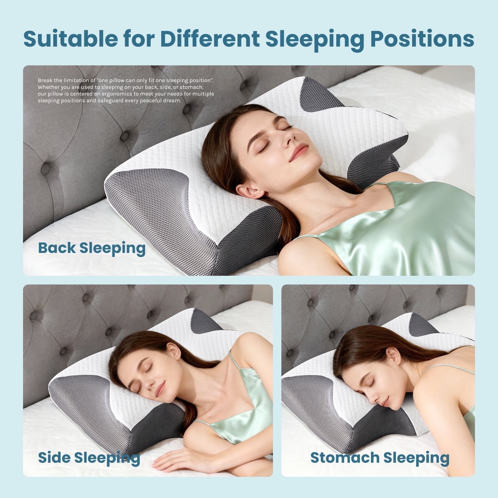Fluffy Shredded Cervical Pillow for Pain Relief, Ergonomic Side Sleeper Pillow for Orthopedic Contour Support for Bed Sleeping, Memor... - Orthopedic Shredded Foam Bed Pillow Set Detail