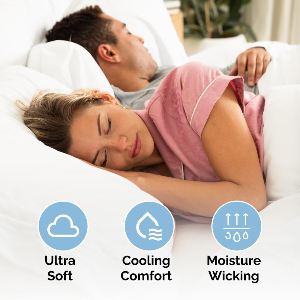 Premium Egyptian Cotton 4-Piece Ultra Soft & Comfy Hotel Luxury Sheet Set - Full Size Cooling Bed Sheet Fits 8"-16" Mattresses, White - Luxury Bed Sheet Set with Deep Pockets Detail