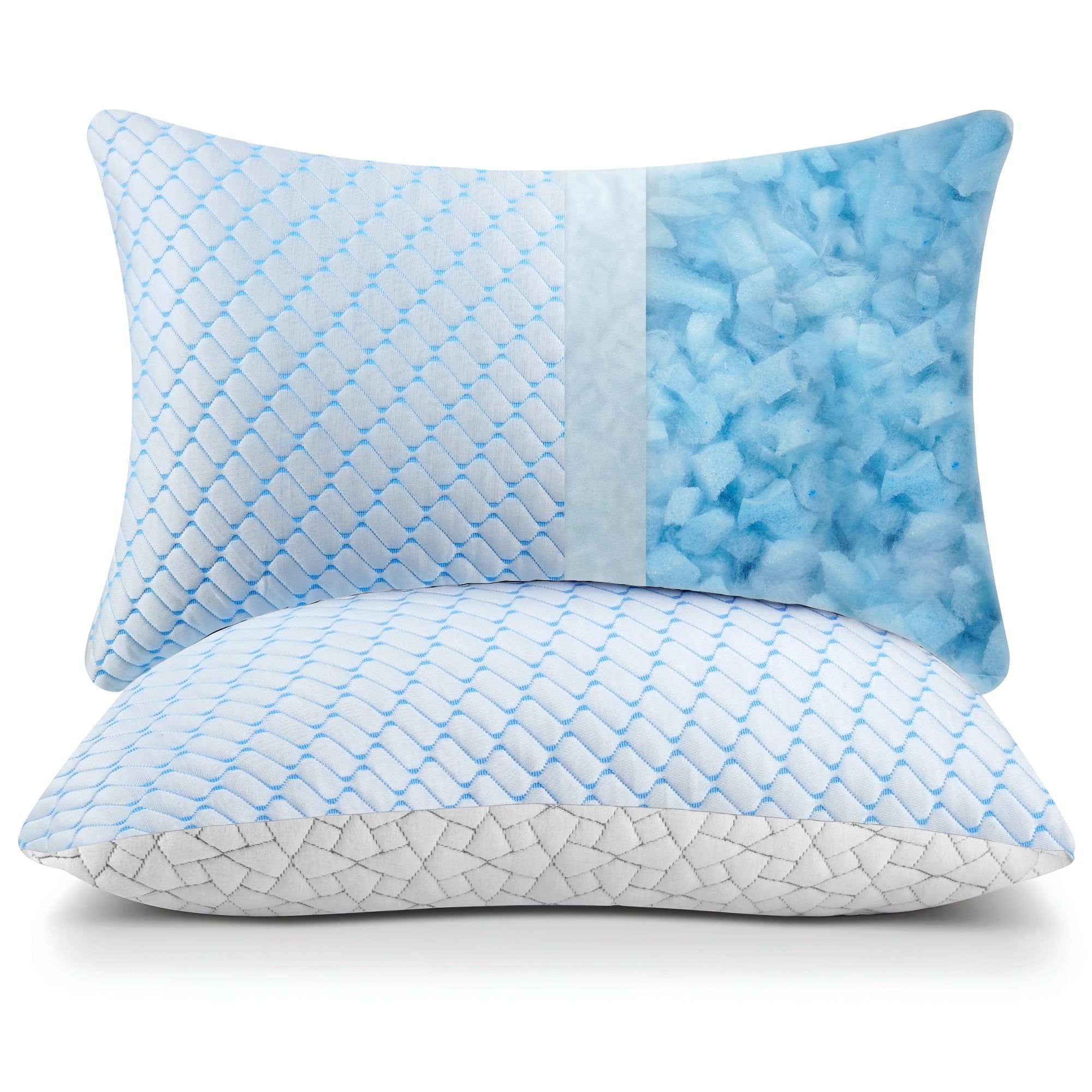 Ergonomic Memory Foam Shredded Memory Foam Pillows Standard Size Set of 2, Regulating Reversible Cooling Pillow Bed Pillow for Bed, Adjusta... - Decorative Throw Pillow Cushion for Sofa & Bed Detail