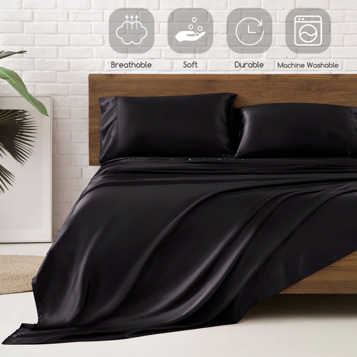 Premium Egyptian Cotton Set Queen 4 Pcs, Silky Elegant Luxurious Queen Size Bed s, with Flat , Deep Pocket Fitted for Mattress and Matching P... - Luxury Bed Sheet Set with Deep Pockets Detail