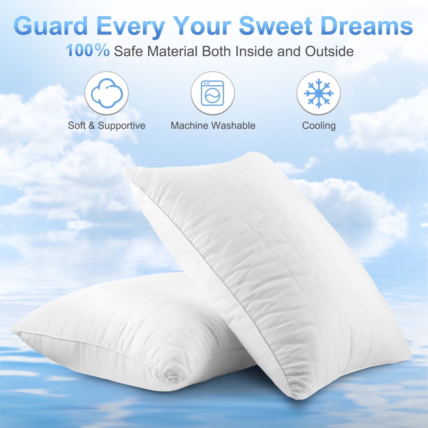 Fluffy Shredded Bed Pillows for Sleeping 2 pack, King Size Cooling Pillows Hotel Quality with Premium Soft Down Alternative Fill for ... - Orthopedic Shredded Foam Bed Pillow Set Detail