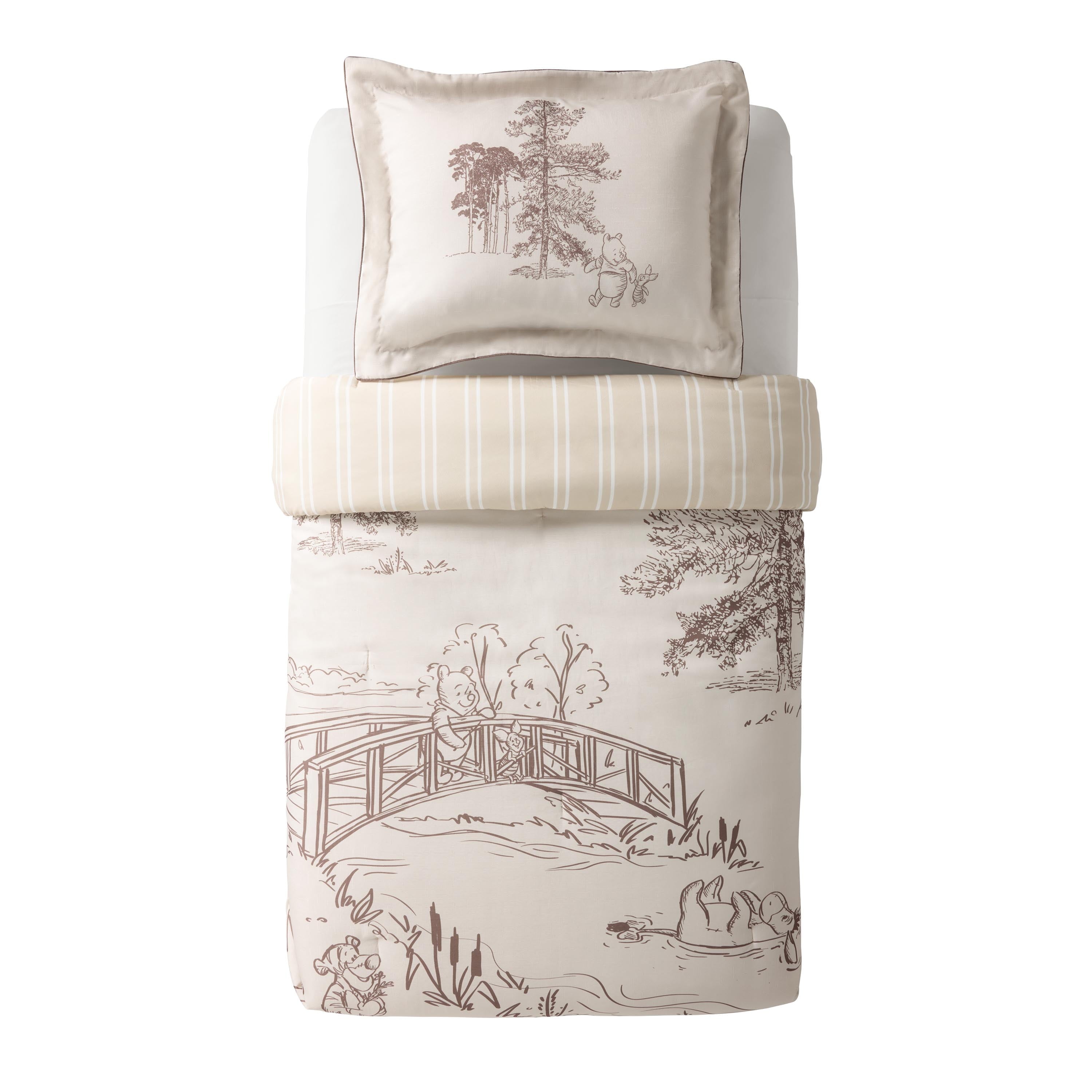 All-Season Kids 2 Piece Khaki Comforter and Sham Bedding Set, Twin/Full - Luxurious Quilted Duvet Cover Set Detail