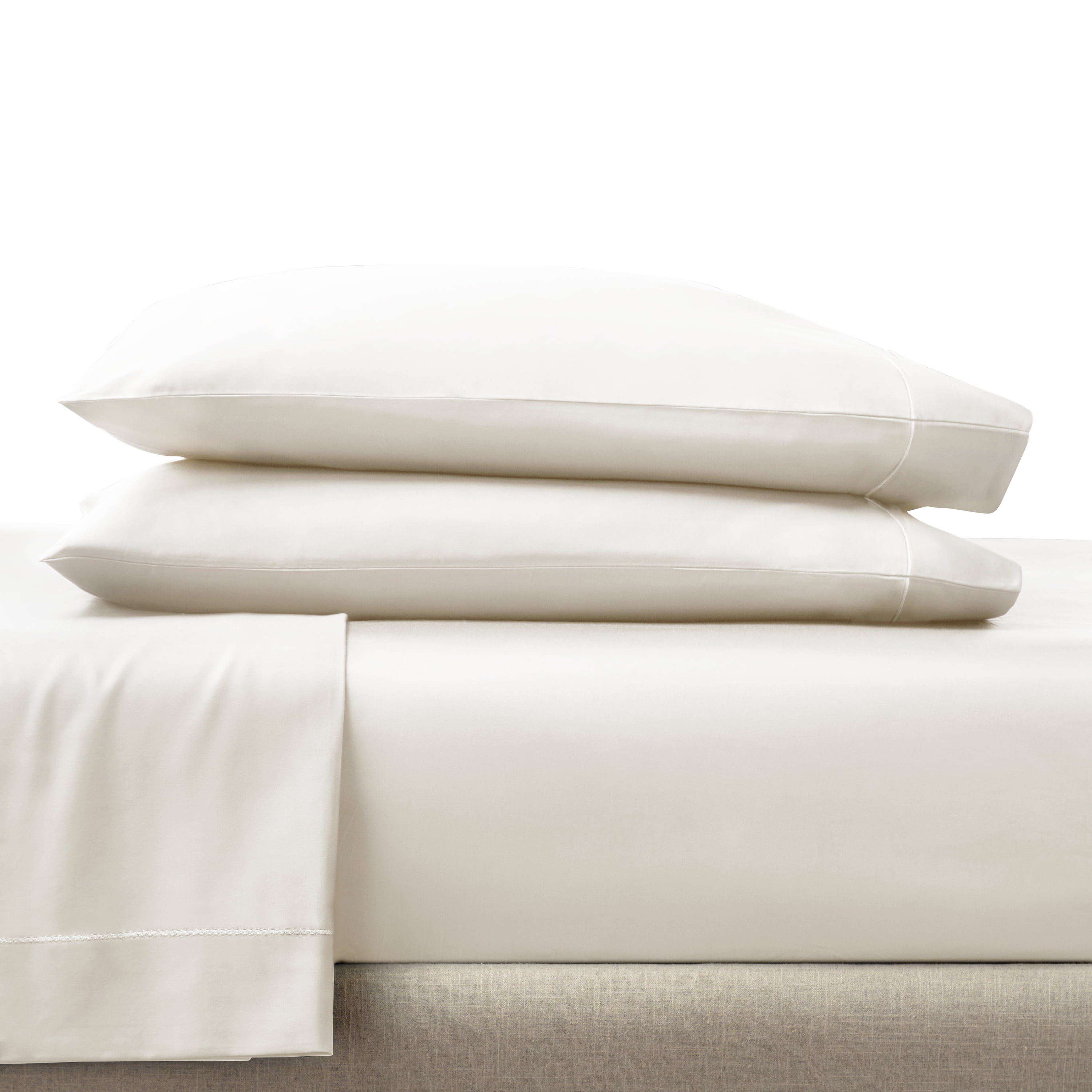 Ultra-Soft 4-Piece 400 Thread Count Vanilla Dream Performance Bed Sheet Set, King - Breathable Egyptian Cotton Flat & Fitted Sheets Detail
