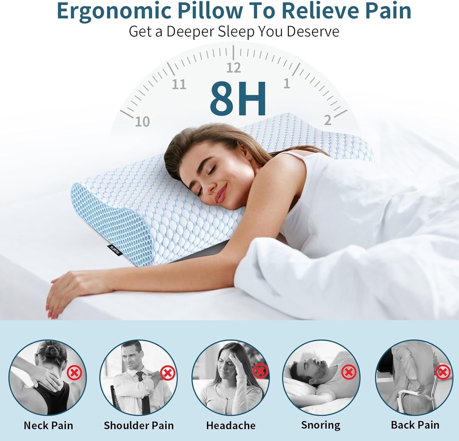 Ergonomic Memory Foam for Neck Pain Relief, Contour Memory Foam s for Sleeping, Odorless Ergonomic Adjustable Orthopedic Cooling Bed Neck S... - Orthopedic Shredded Foam Bed Pillow Set Detail