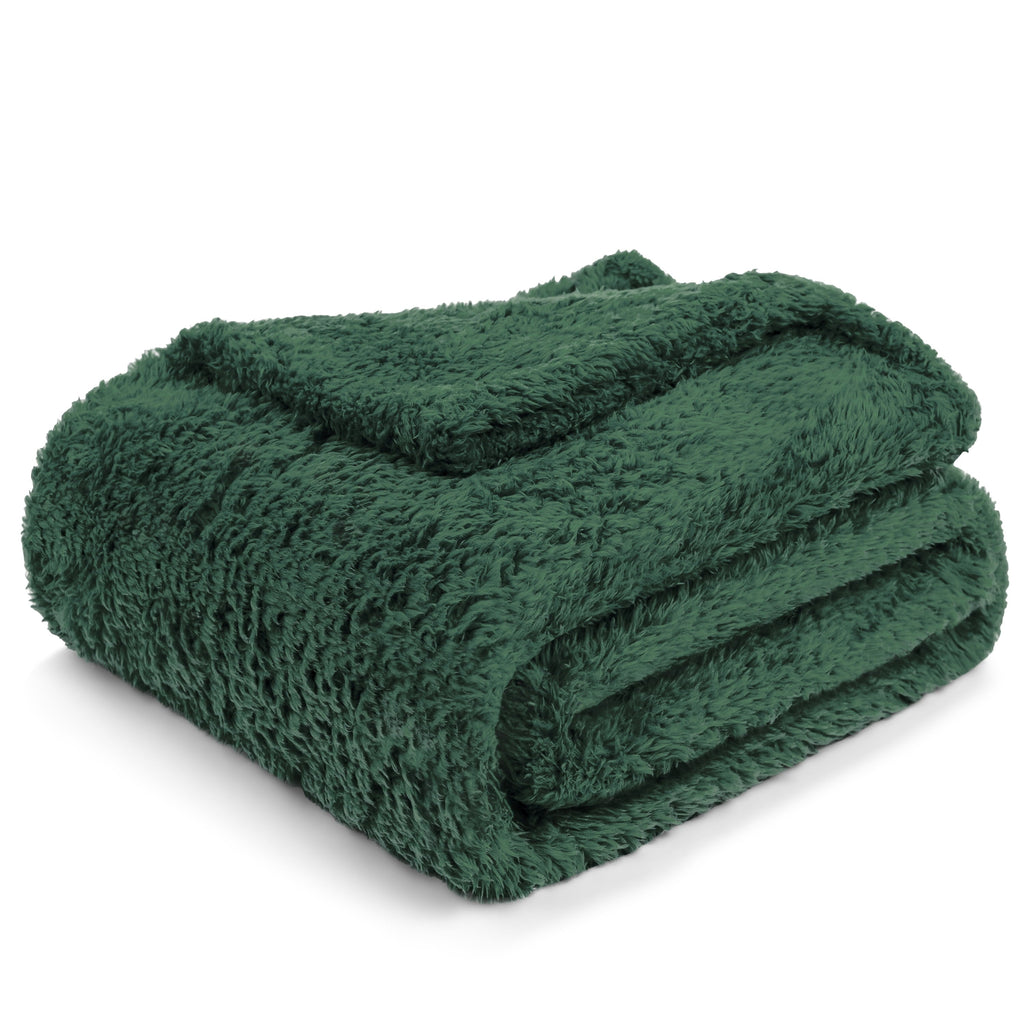 Cozy Fleece Sherpa Throw Blanket For Couch Sofa, Emerald Green Fluffy Warm Plush Blanket for Bed, Cozy Super Soft Lightweight Thr... - Lightweight Plush Warm Blanket for All Seasons Detail