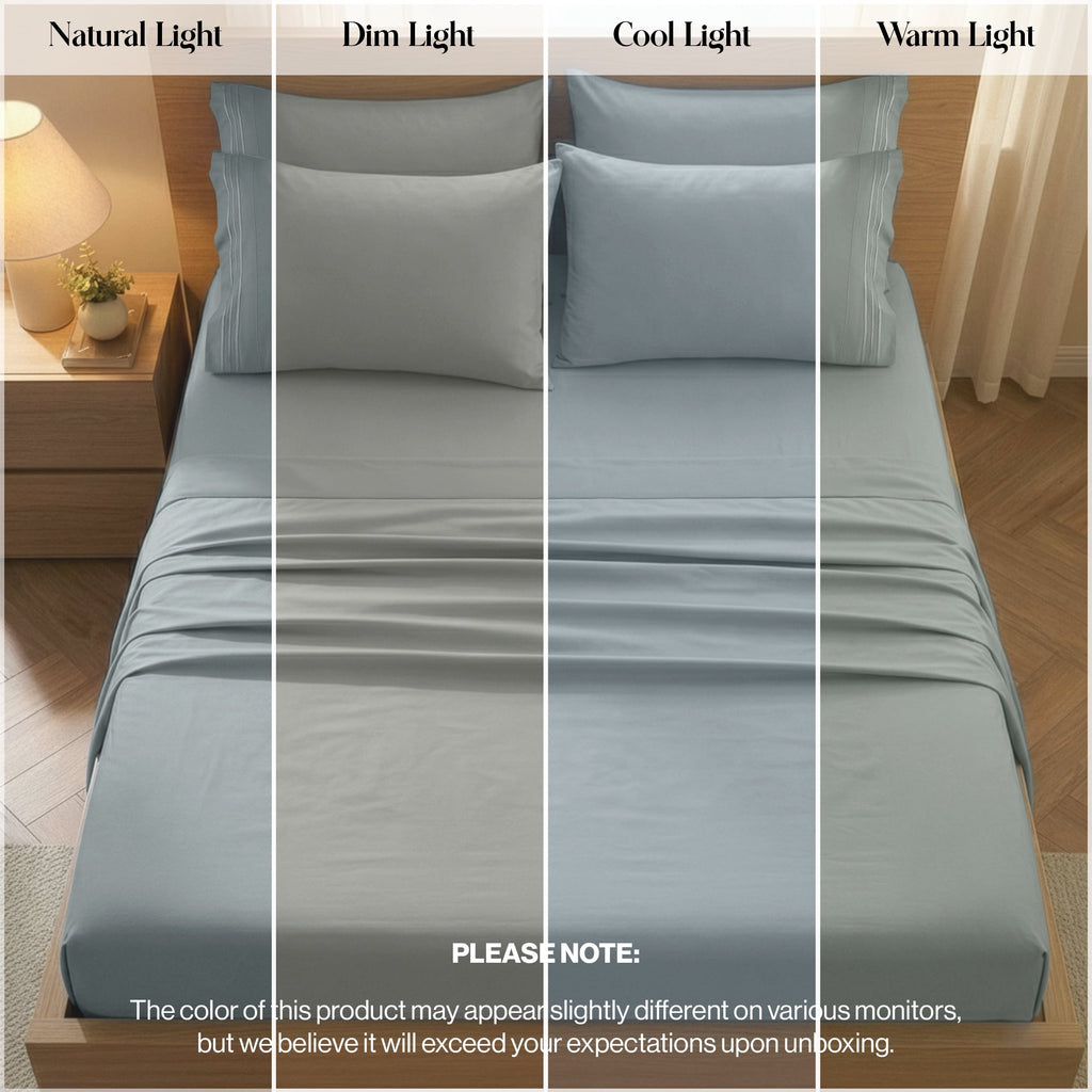 Breathable Luxury Bed Sheets - 6 Piece Ultra-Soft Microfiber Sheets Set, Deep Pocket Fitted Sheet, Flat Sheet & 4 Pillowcases, Breathab... - Cooling Hotel Quality Bedding Sheets and Pillowcases Detail
