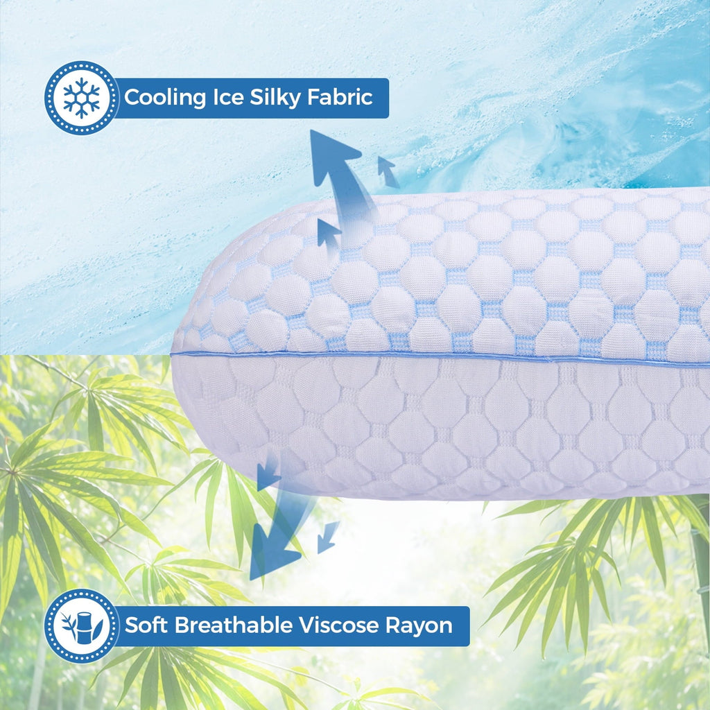 Fluffy Shredded Memory Foam Pillow for Bed, Firm Cooling Pillow with Washable Cover, Supportive Bed Pillow for Side,Stomach and Back ... - Ergonomic Memory Foam Pillow for Neck Pain Support Detail