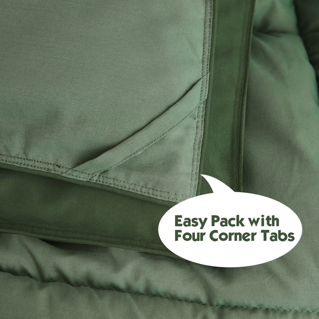 Luxurious Quilted Light Weight Down Alternative Comforter Set, Queen, Green, Reversible - Hypoallergenic Ultra-Fluffy Quilt for Winter Detail