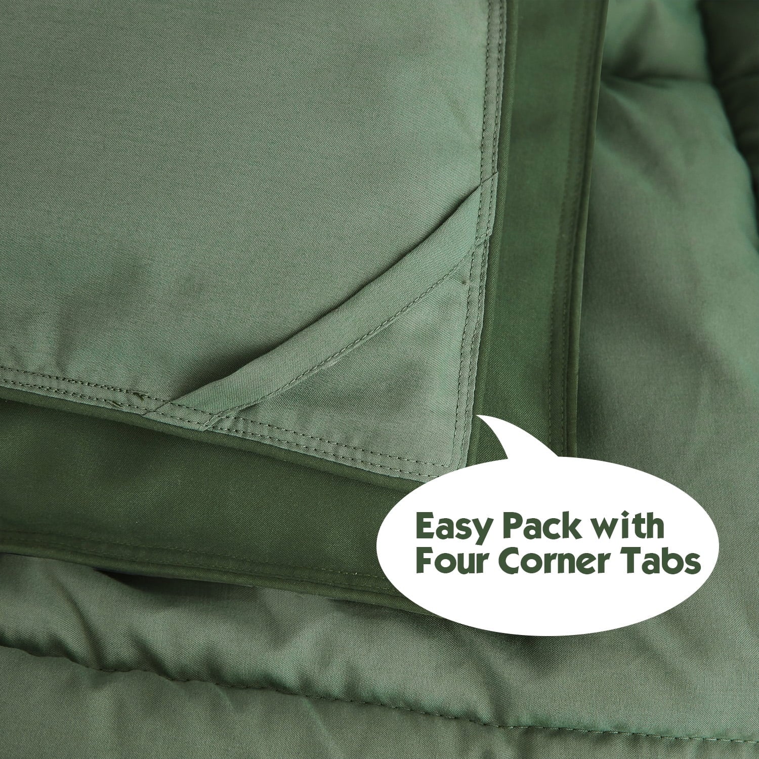 Luxurious Quilted Light Weight Down Alternative Comforter Set, Queen, Green, Reversible - Hypoallergenic Ultra-Fluffy Quilt for Winter Detail