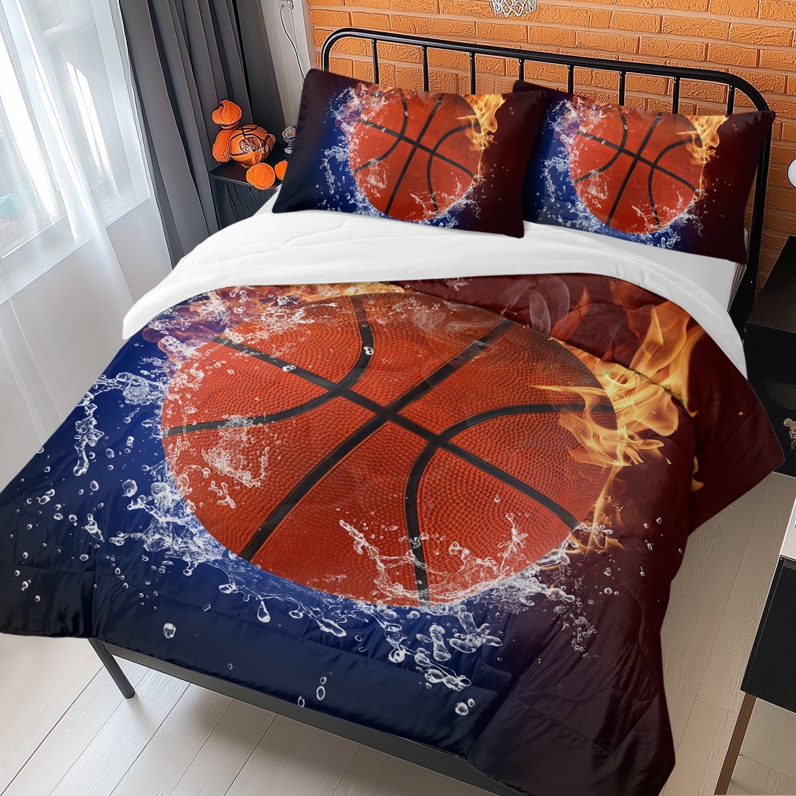 Hypoallergenic Cloud Twin Comforter Set, 3 Pieces Sport Bedding Set for Kids Boys Teens Brushed Microfiber Basketball Comforter Set, 66x90... - All-Season Down Alternative Comforter Insert Detail