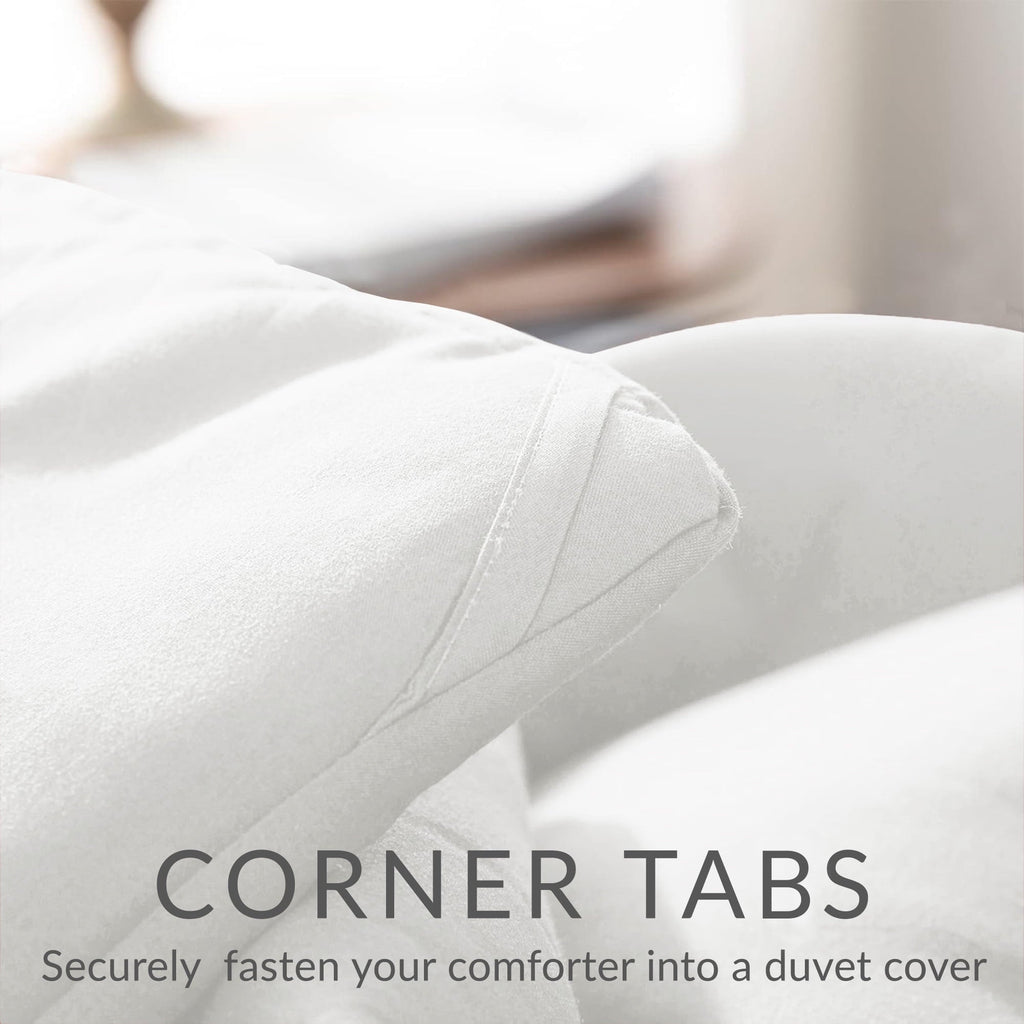 Hypoallergenic Cloud Queen Comforter Set White, 3-Piece Solid Comforter Duvet Insert with Corner Tabs, Lightweight Bedding Down Alternativ... - All-Season Down Alternative Comforter Insert Detail