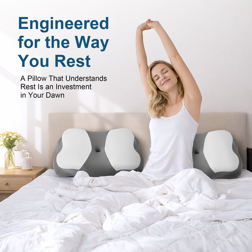 Hotel Collection Memory Foam Cervical Pillow for Sleeping Support - Orthopedic Bed Pillow for Neck, Shoulder Pain Relief, Adults, Side... - Orthopedic Shredded Foam Bed Pillow Set Detail