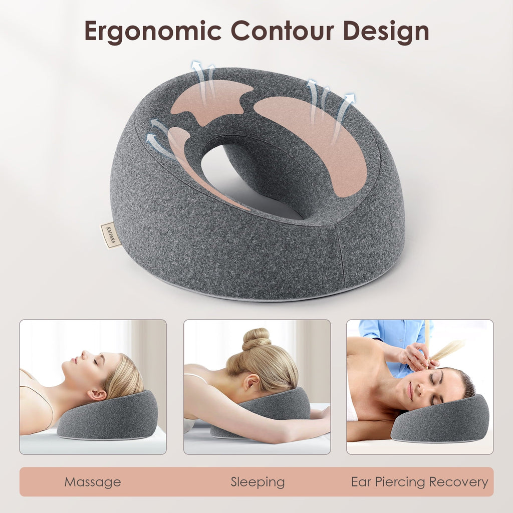 Orthopedic Support Face Down Pillow Massage Headrest for Bed, Memory Foam Pillow Face Cradle Support for Stomach Sleepers, Eye Post-Surg... - Orthopedic Shredded Foam Bed Pillow Set Detail