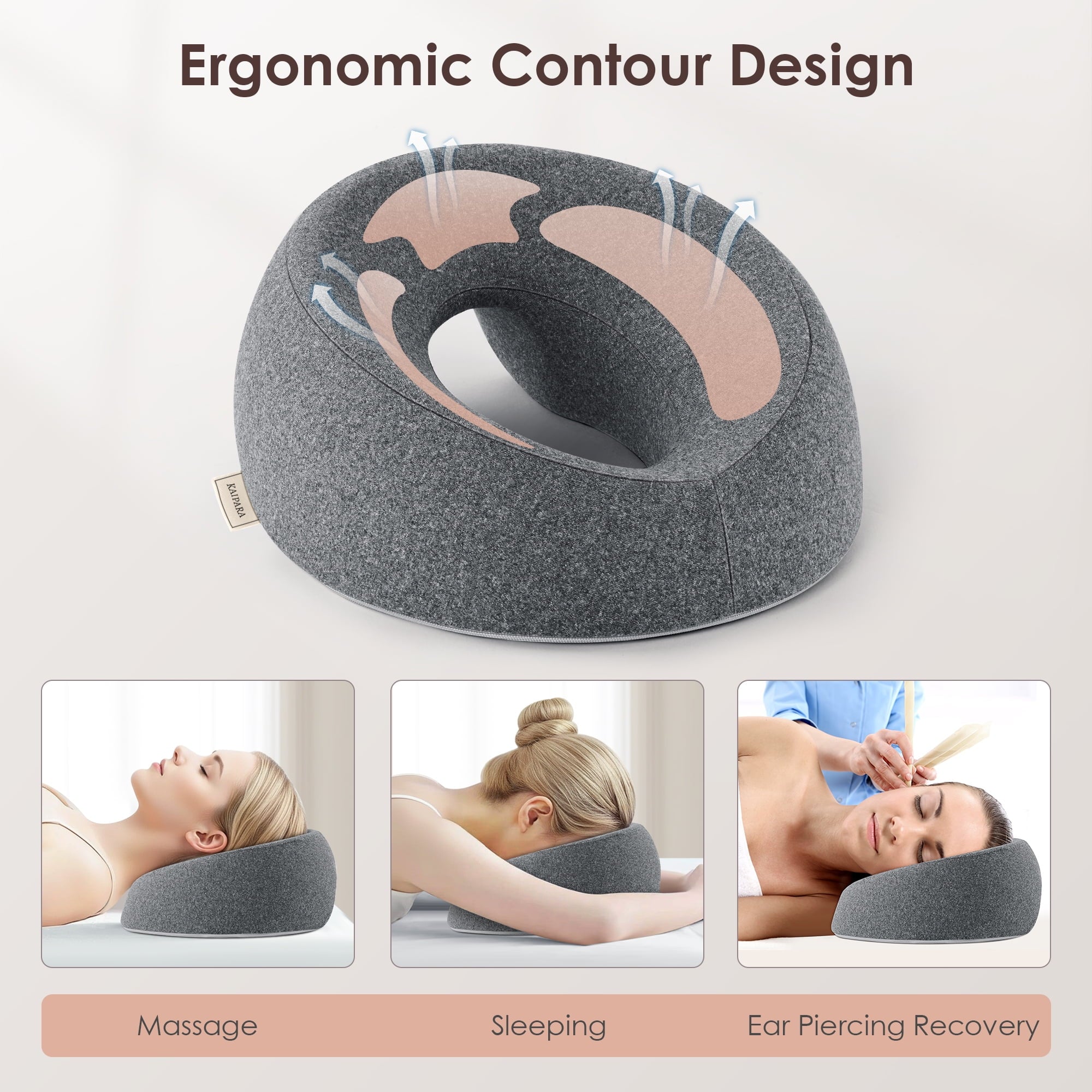 Orthopedic Support Face Down Pillow Massage Headrest for Bed, Memory Foam Pillow Face Cradle Support for Stomach Sleepers, Eye Post-Surg... - Orthopedic Shredded Foam Bed Pillow Set Detail
