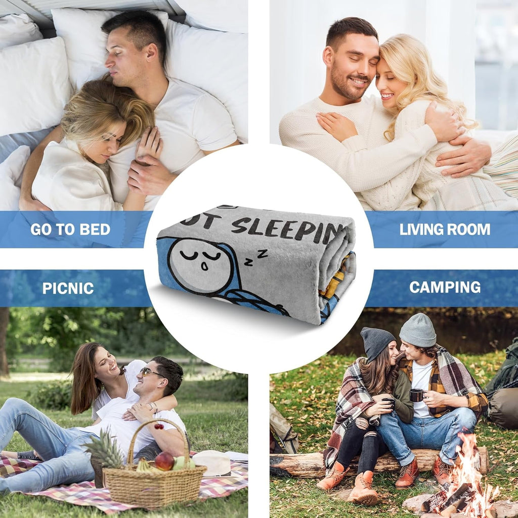Reversible Sherpa Funny Fathers Day Dad Gifts , Dads Birthday Gifts, Dad is Not Sleeping Blanket, Super Soft Throws Blanket for Napping - Lightweight Plush Warm Blanket for All Seasons Detail