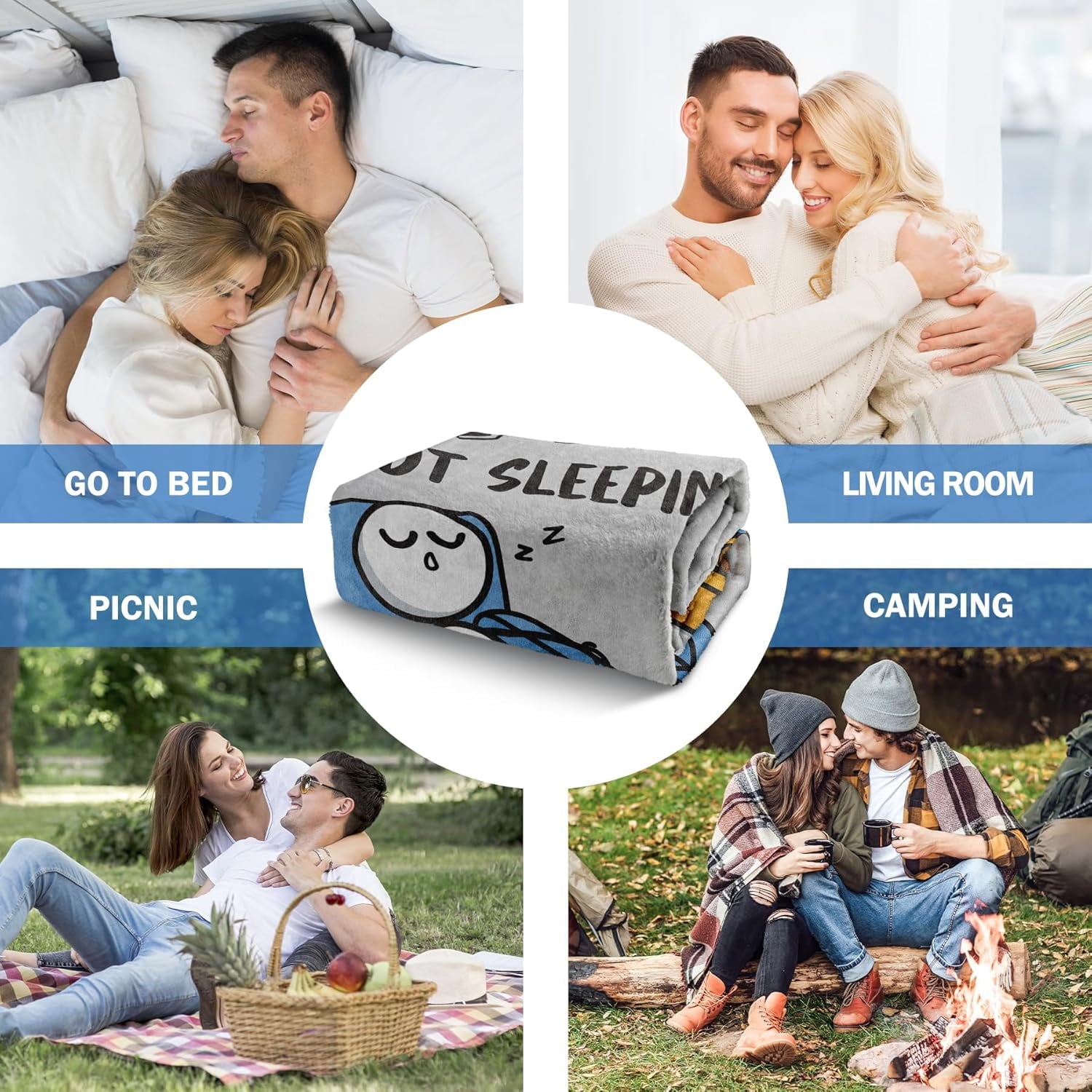 Reversible Sherpa Funny Fathers Day Dad Gifts , Dads Birthday Gifts, Dad is Not Sleeping Blanket, Super Soft Throws Blanket for Napping - Lightweight Plush Warm Blanket for All Seasons Detail