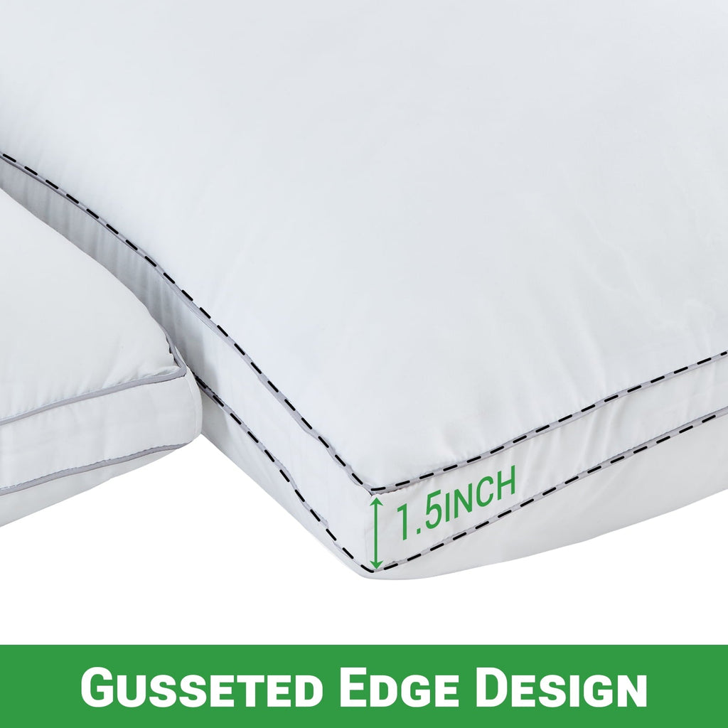 Orthopedic Support 2 Pack Pillows for Bed, Standard Size Pillows Insert for Side and Back Sleepers, Soft Down Alternative Microfiber Fil... - Ergonomic Memory Foam Pillow for Neck Pain Support Detail