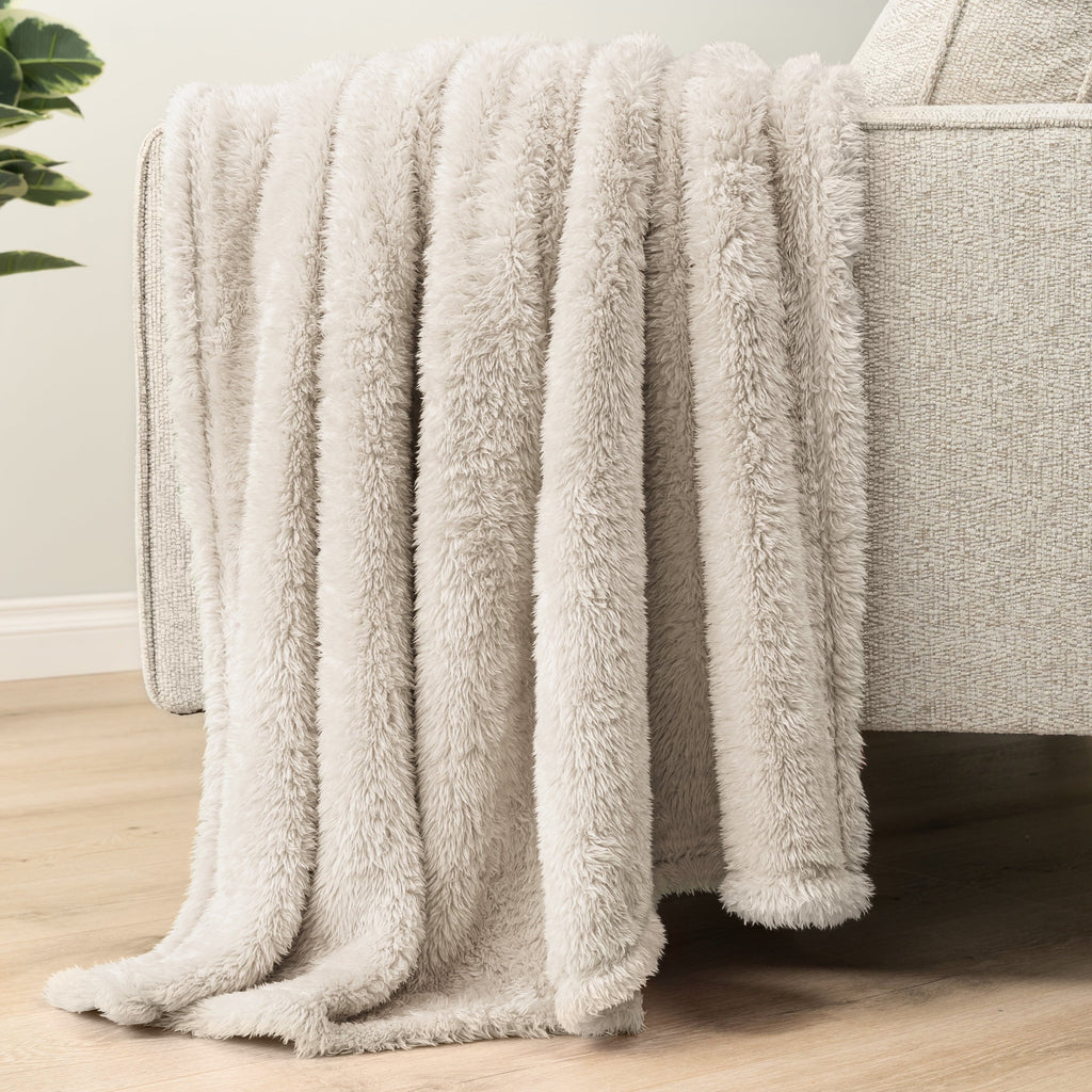Reversible Sherpa Sherpa Throw Blanket For Couch Sofa, Cream Beige Fluffy Warm Plush Blanket for Bed, Cozy Super Soft Lightweight Throw... - Luxury Knitted Decorative Throw Blanket with Fringes Detail