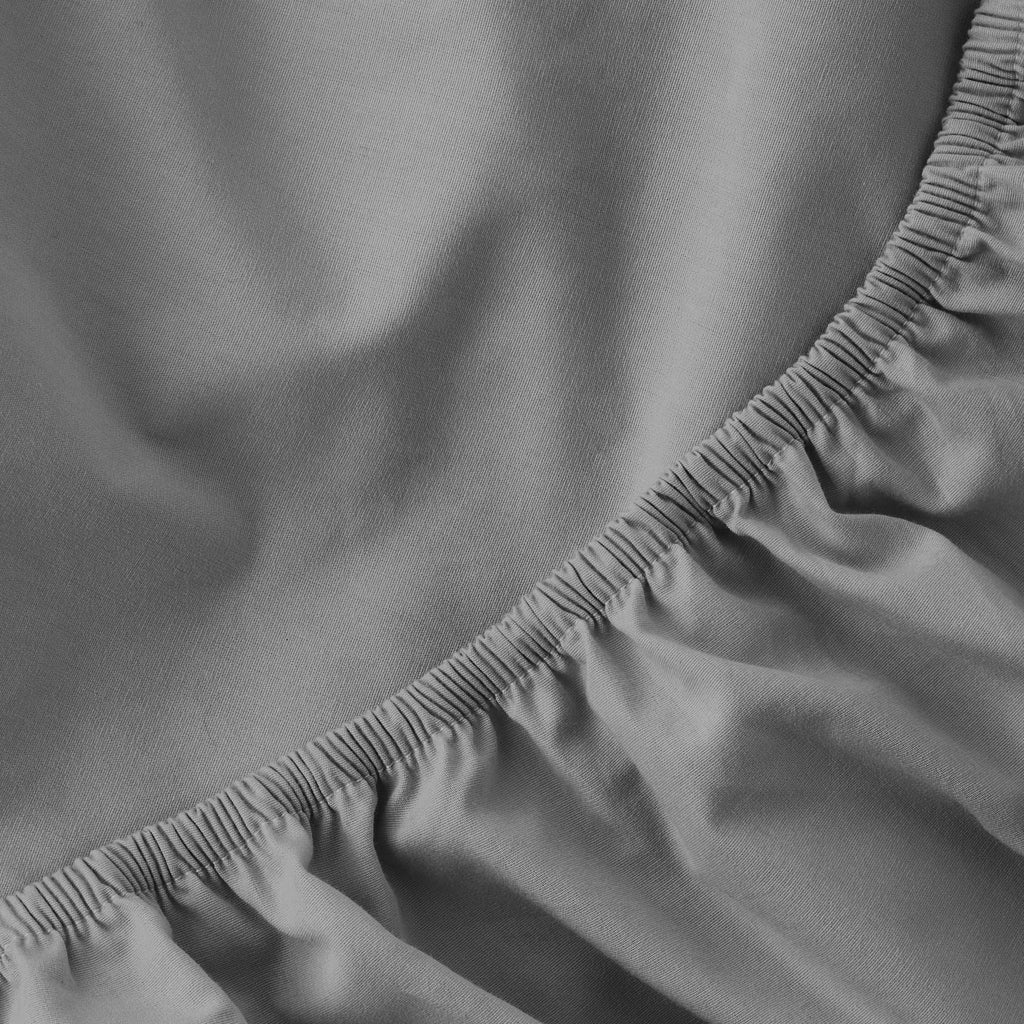 Cooling Sateen Solid Soothing-Gray Cotton Blend Fitted Sheet, Twin/Twin XL - Premium Ultra-Soft Pillowcase Pair for Sleeping Detail