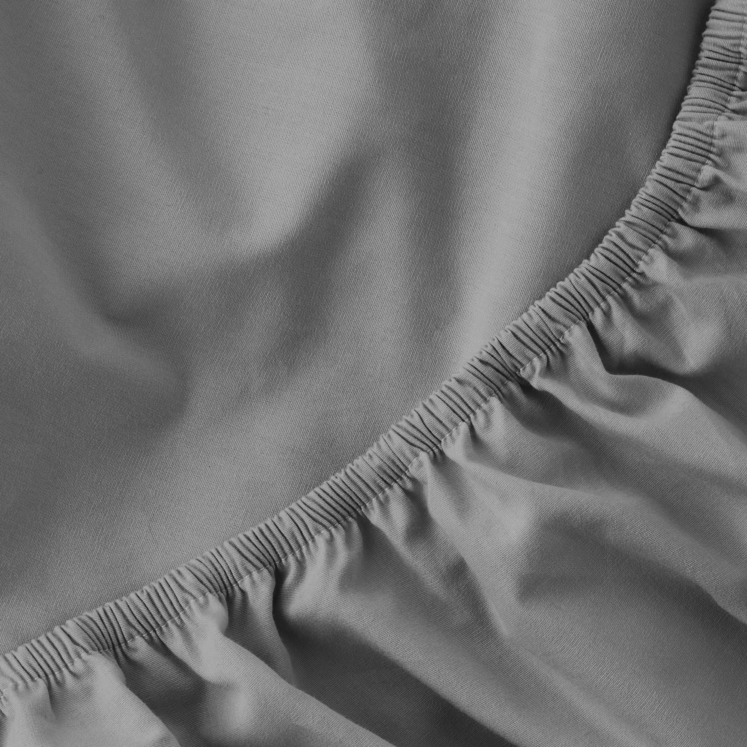 Premium Egyptian Cotton Easy Care 300 Thread Count Solid Soothing-Gray CVC Cotton Blend Fitted Sheet, King (Adult) - Breathable Egyptian Cotton Flat & Fitted Sheets Detail