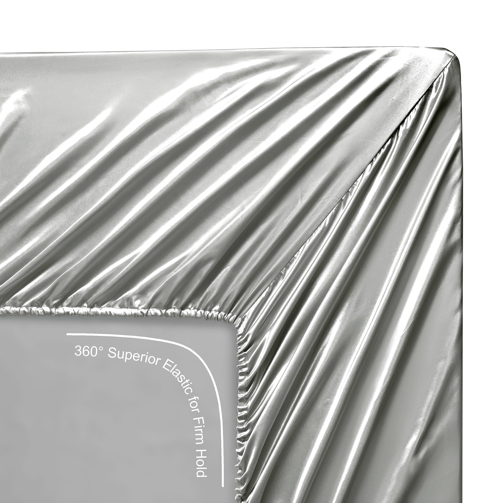 Wrinkle-Resistant Luxury Satin Sheets Set Full Size Light Gray, 4-Piece Bedding Sets with Deep Pockets - Soft and Smooth Satin Bed Shee... - Premium Ultra-Soft Pillowcase Pair for Sleeping Detail