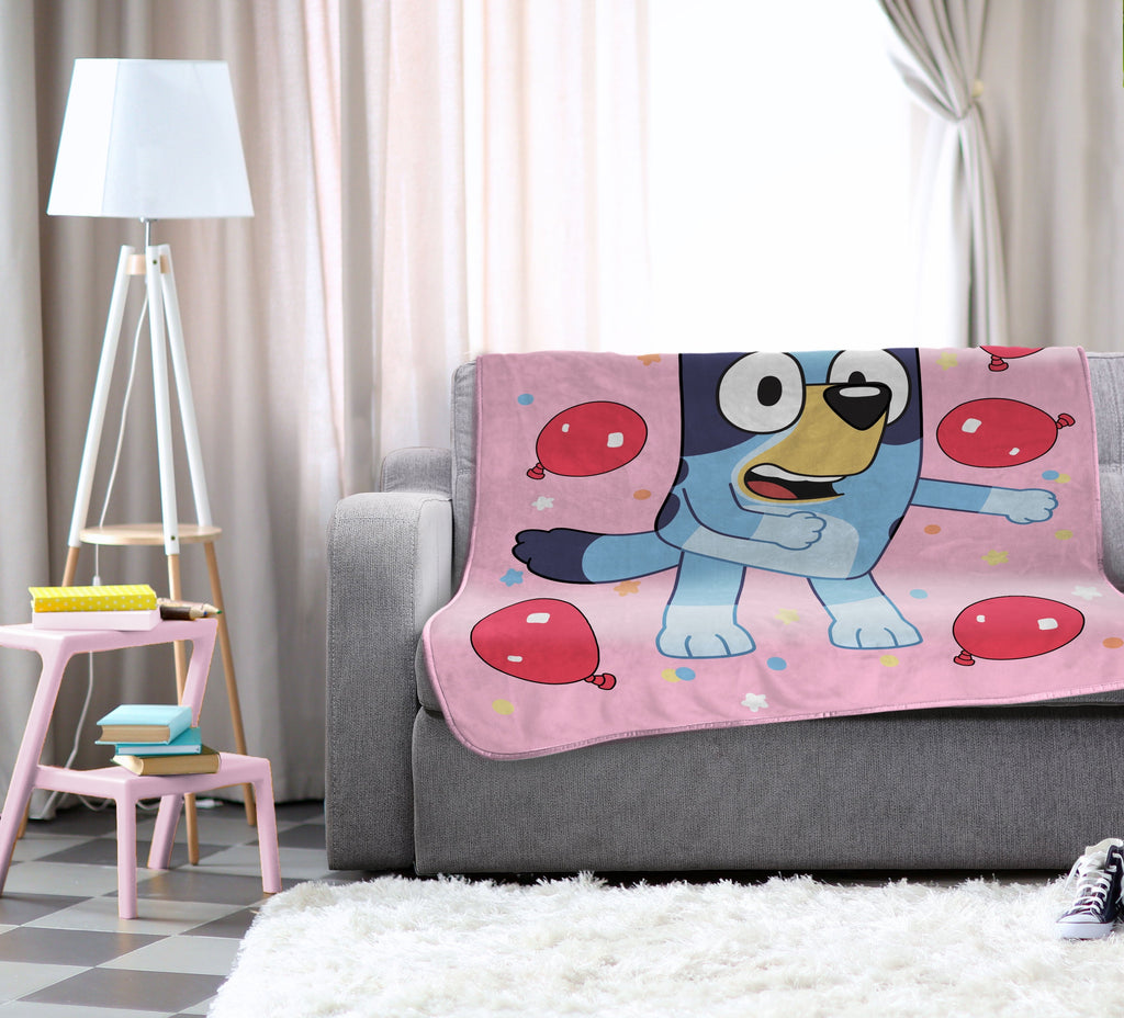 Super Soft Flannel Balloon Party 46" x 60" Throw Blanket, Kids, Pink, Microfiber - Cozy Fleece Throw Blanket for Couch & Bed Detail