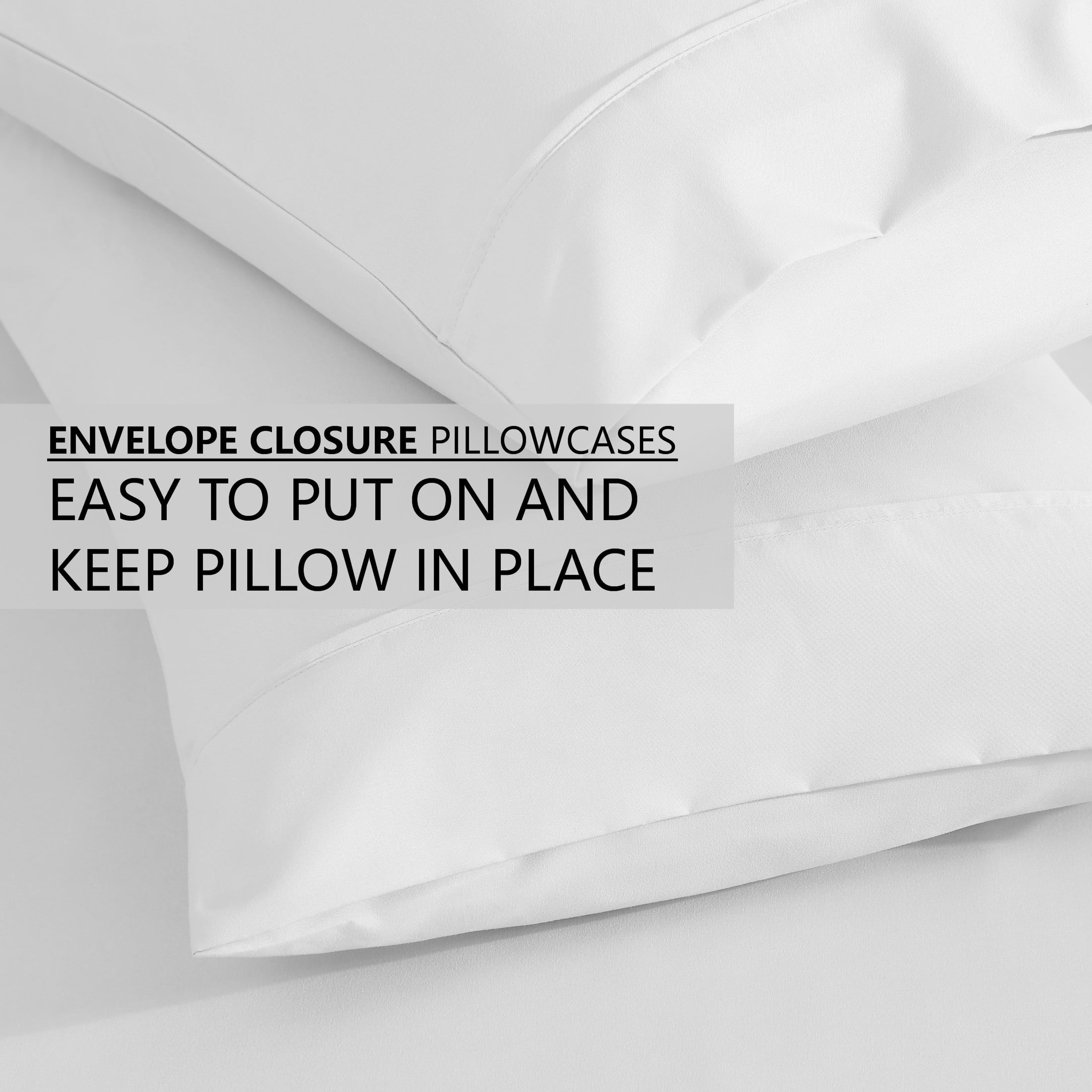 Cooling Sateen Queen Size 6 Piece Bed Sheet Set White - Ultra Soft Microfiber Deep Pocket Wrinkle Free - Cooling Hotel Quality Bedding Sheets and Pillowcases Detail