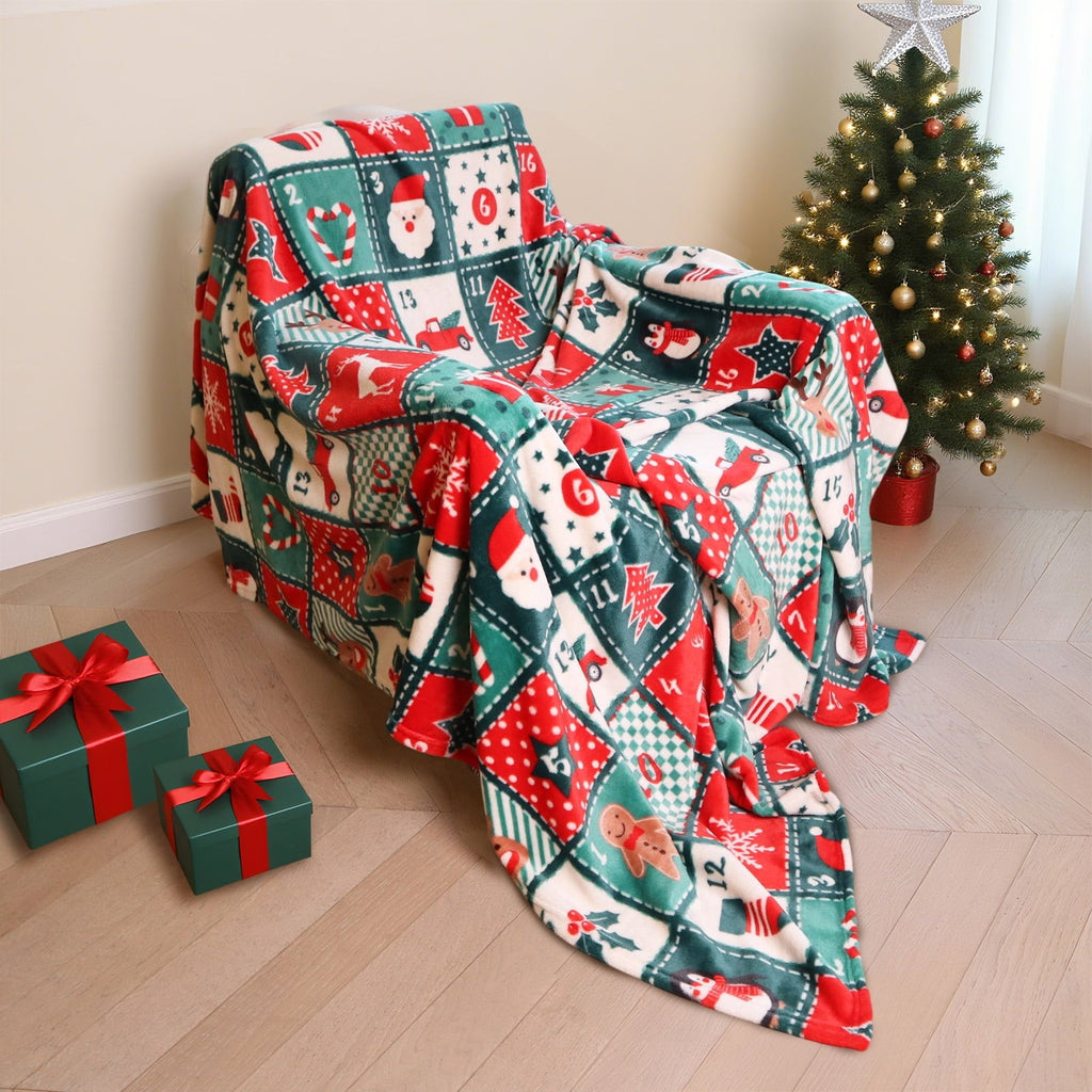 Reversible Sherpa Cozy Blanket Printed Blanket Throw Christmas Blanket - 300 GSM Fleece Blanket Throw Size Blanket for Home Decoration,... - Super Soft Reversible Sherpa Flannel Blanket Detail