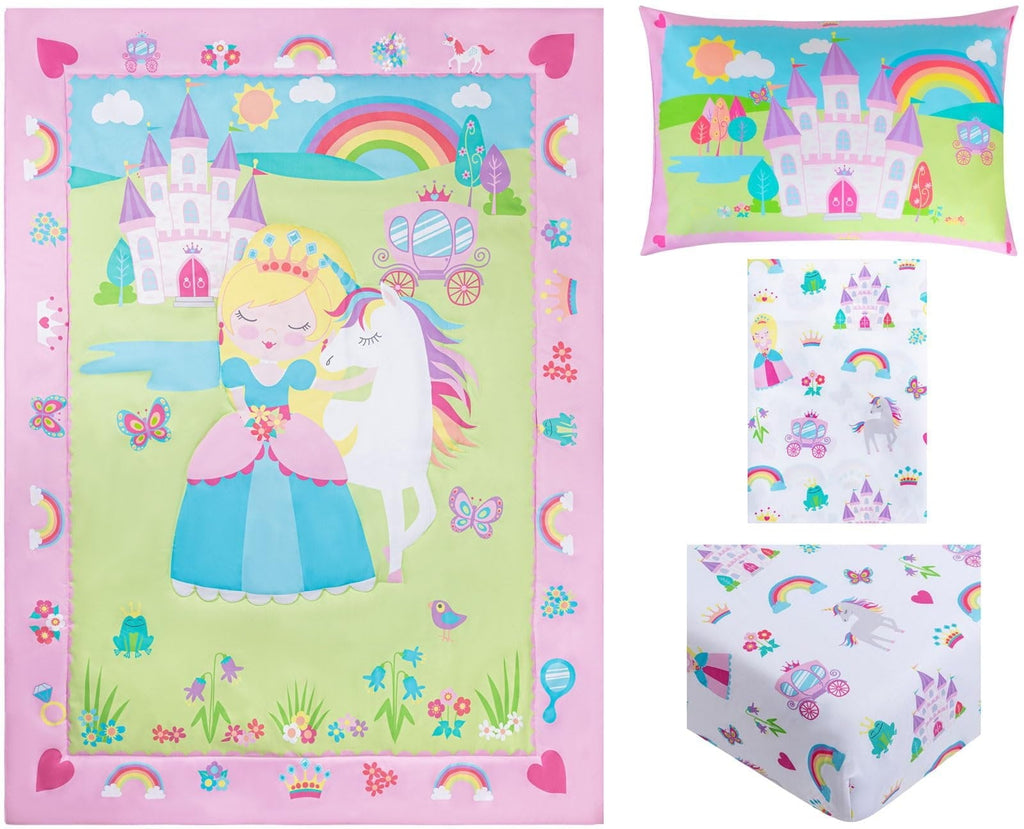 Heavyweight Warmth Princess Toddler Bedding Set for Girls - 4-Piece Toddler Bed Comforter Sets for Girls, Reversible Comforter & Pillowc... - All-Season Down Alternative Comforter Insert Detail