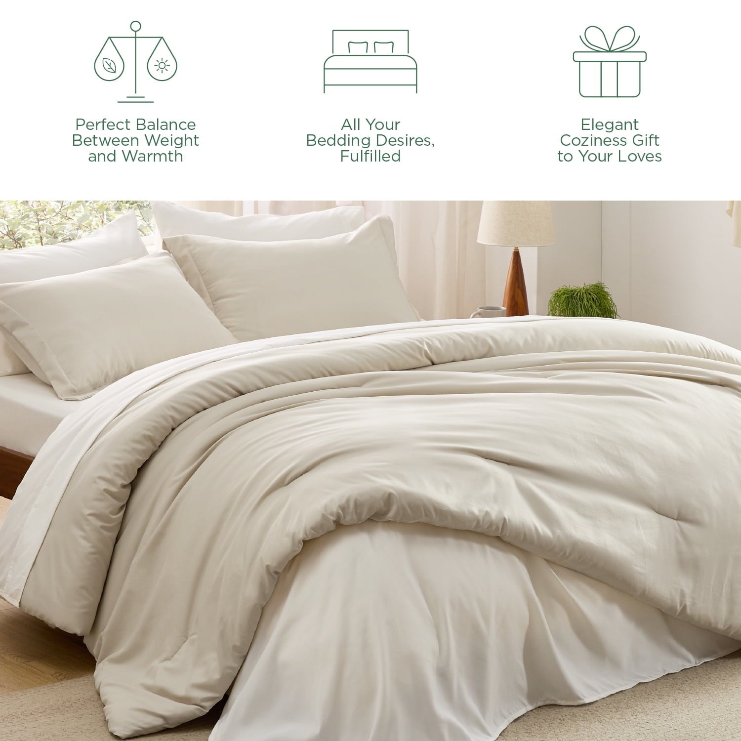All-Season Twin Comforter Set Beige, 5 Pieces Lightweight Twin Bedding Sets Boho with Comforter, Sheet, Pillowcase & Sham - Hypoallergenic Ultra-Fluffy Quilt for Winter Detail