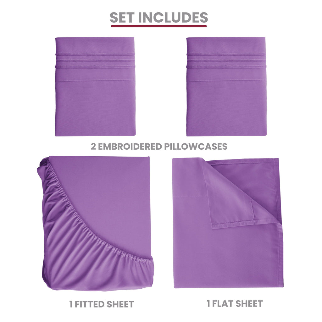 Ultra-Soft Queen Size Sheets Set Brushed Microfiber High GSM, 4 Piece Sheet Set Upto 16 Inches Deep Pocket Bedding Sheets & Pillow - Breathable Egyptian Cotton Flat & Fitted Sheets Detail