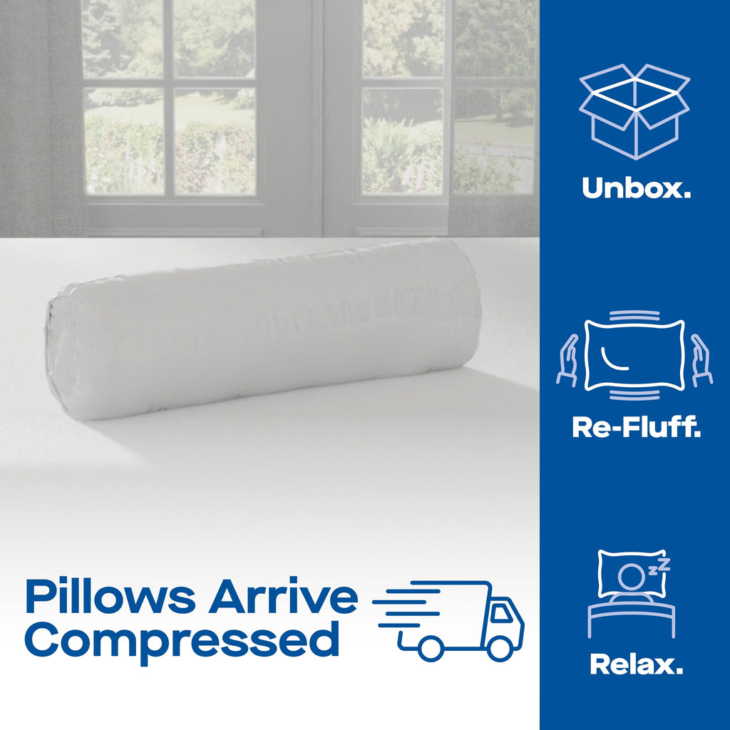 Hotel Collection Huggable Support Bed Pillow, Standard- Soft Velvety Cover, Squishable Comfort (2 Count) - Ergonomic Memory Foam Pillow for Neck Pain Support Detail