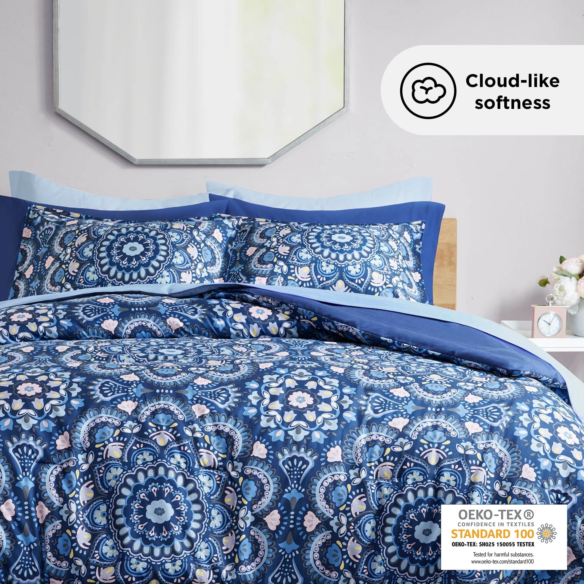 Heavyweight Warmth Queen Size Comforter Set, 9-Piece Bed in a Bag Queen, Navy Blue Bedding Comforter Set with Comforter, Flat Sheets, Fi... - Hypoallergenic Ultra-Fluffy Quilt for Winter Detail