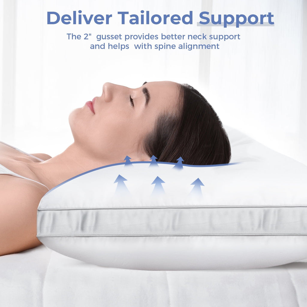 Fluffy Shredded Bed Pillows King Size Set of 2, Luxury Hotel Quality,Fluffy and Supportive Gusseted Bed Pillows for Side, Back, or St... - Ergonomic Memory Foam Pillow for Neck Pain Support Detail