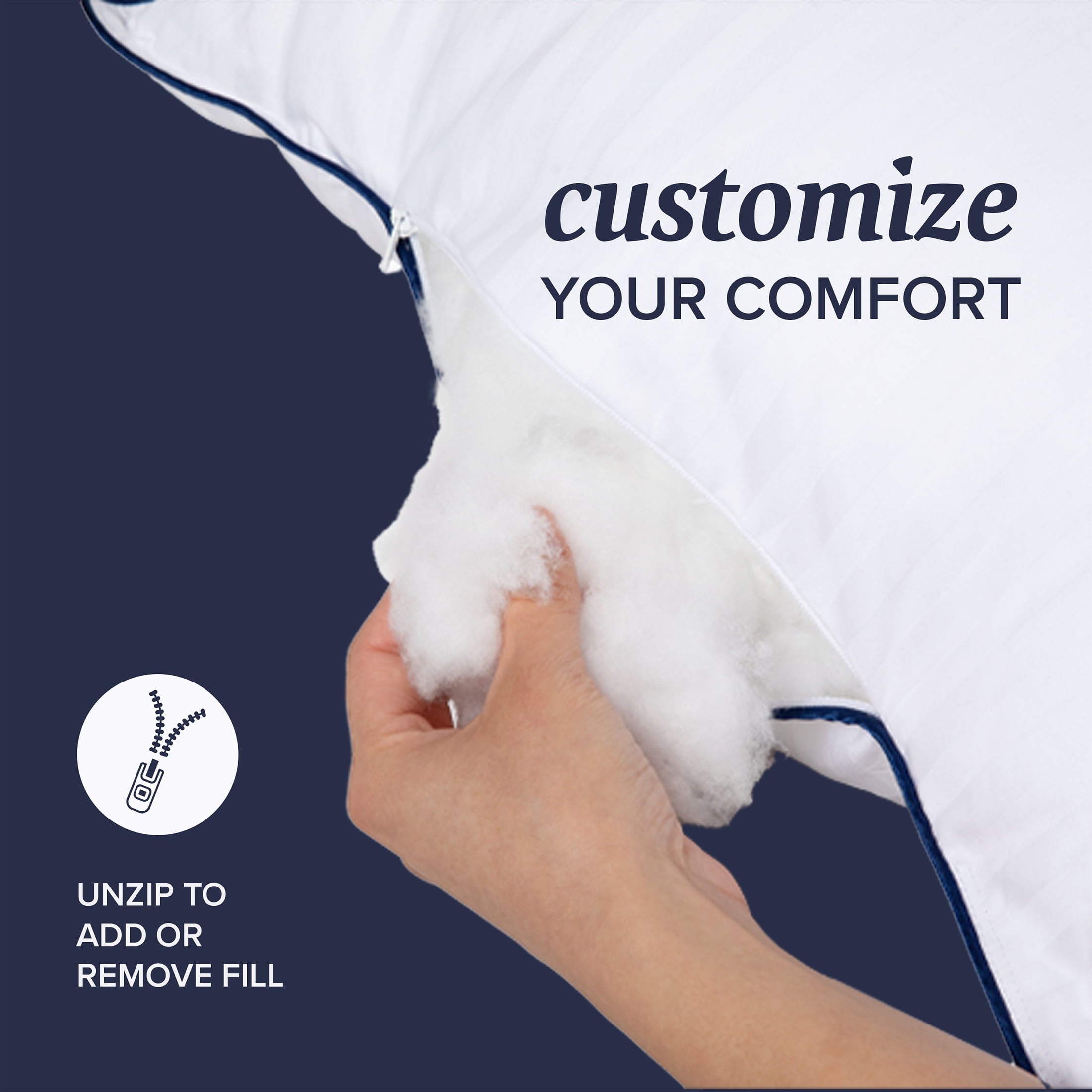 Fluffy Shredded Customizable Down Alternative Queen Pillow 1 Pack, Adult - Ergonomic Memory Foam Pillow for Neck Pain Support Detail