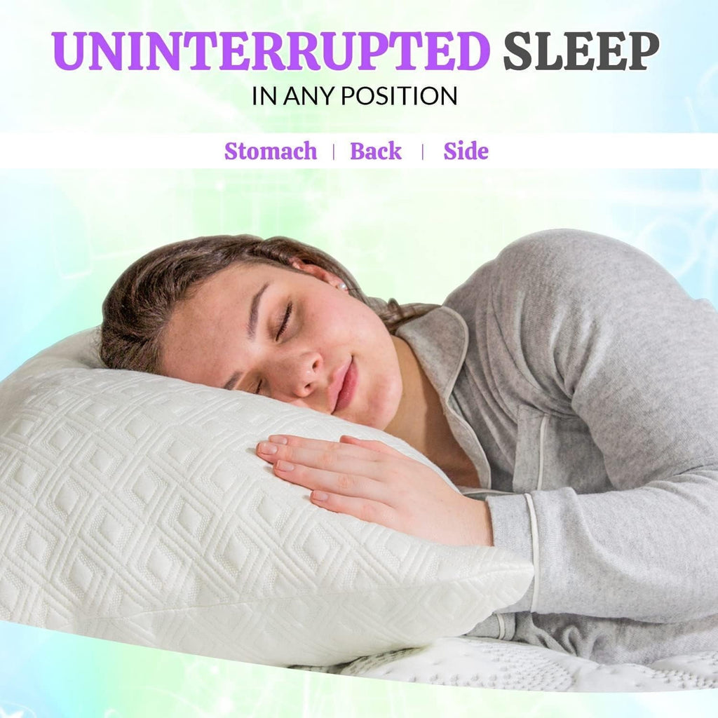 Ergonomic Memory Foam King Size Bamboo Pillow, Memory Foam Bed Pillows with Washable Pillowcases, King - Decorative Throw Pillow Cushion for Sofa & Bed Detail
