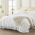 All-Season Queen Comforter Set White - 3 Pieces Soft Fluffy Ruffle Bedding Comforter Sets for Queen Bed, All Season Farmhouse Li... - Cloud-Like Soft Lightweight Bed Comforter - Default Title
