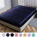 Cooling Sateen Fitted Sheet Deep Pocket Bed Sheet Satin Silk Sheets Ultra Soft Machine Washable Twin, Navy Blue - Premium Ultra-Soft Pillowcase Pair for Sleeping - Default Title