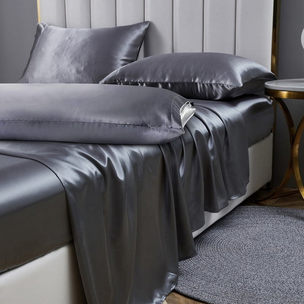 Premium Egyptian Cotton Luxury 5-Piece Satin Sheets Twin Silk Sheets Bed Sheet Set Ultra-Silky & Skin-Friendly Deep Pocket Bed Flat Fitted Sheet - Breathable Egyptian Cotton Flat & Fitted Sheets - Default Title